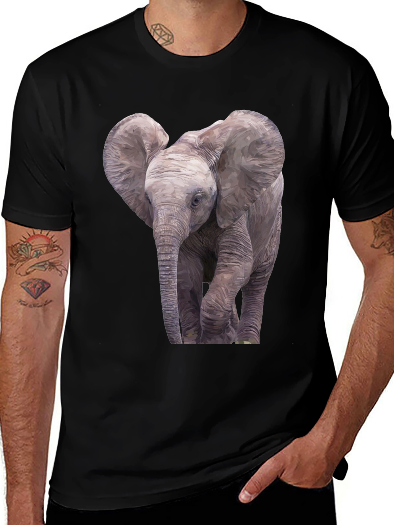 Variant 14 of Elephant Graphic Tee - Black Cotton T-Shirt