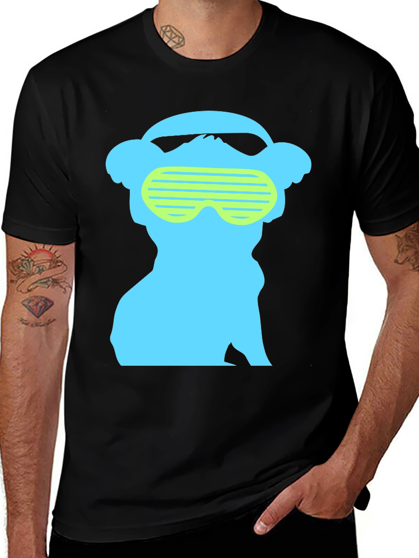 Variant 2 of Retro Monkey Graphic Tee - Cool & Quirky Black T-Shirt