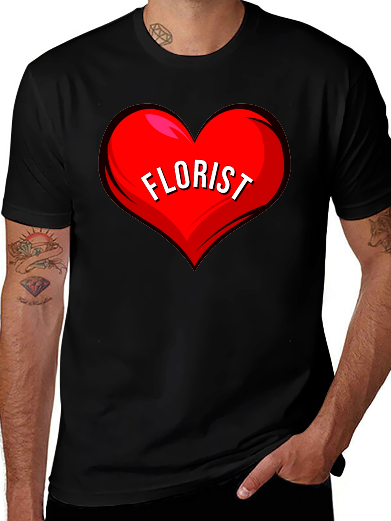 Variant 8 of Florist Heart Graphic Tee - Black Casual T-Shirt