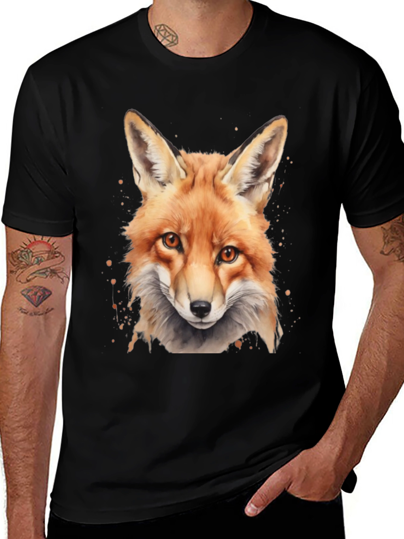 Variant 3 of Fox Graphic Print Black T-Shirt