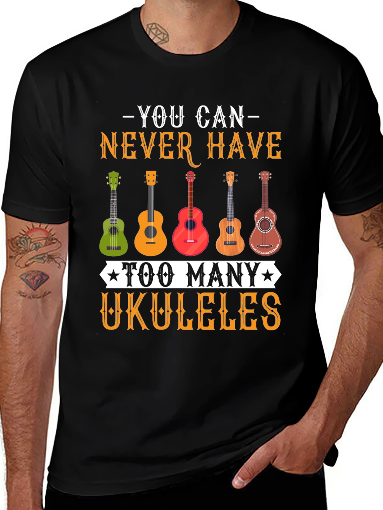 Variant 22 of Ukulele Lover Tee - Never Have Too Many Ukuleles!