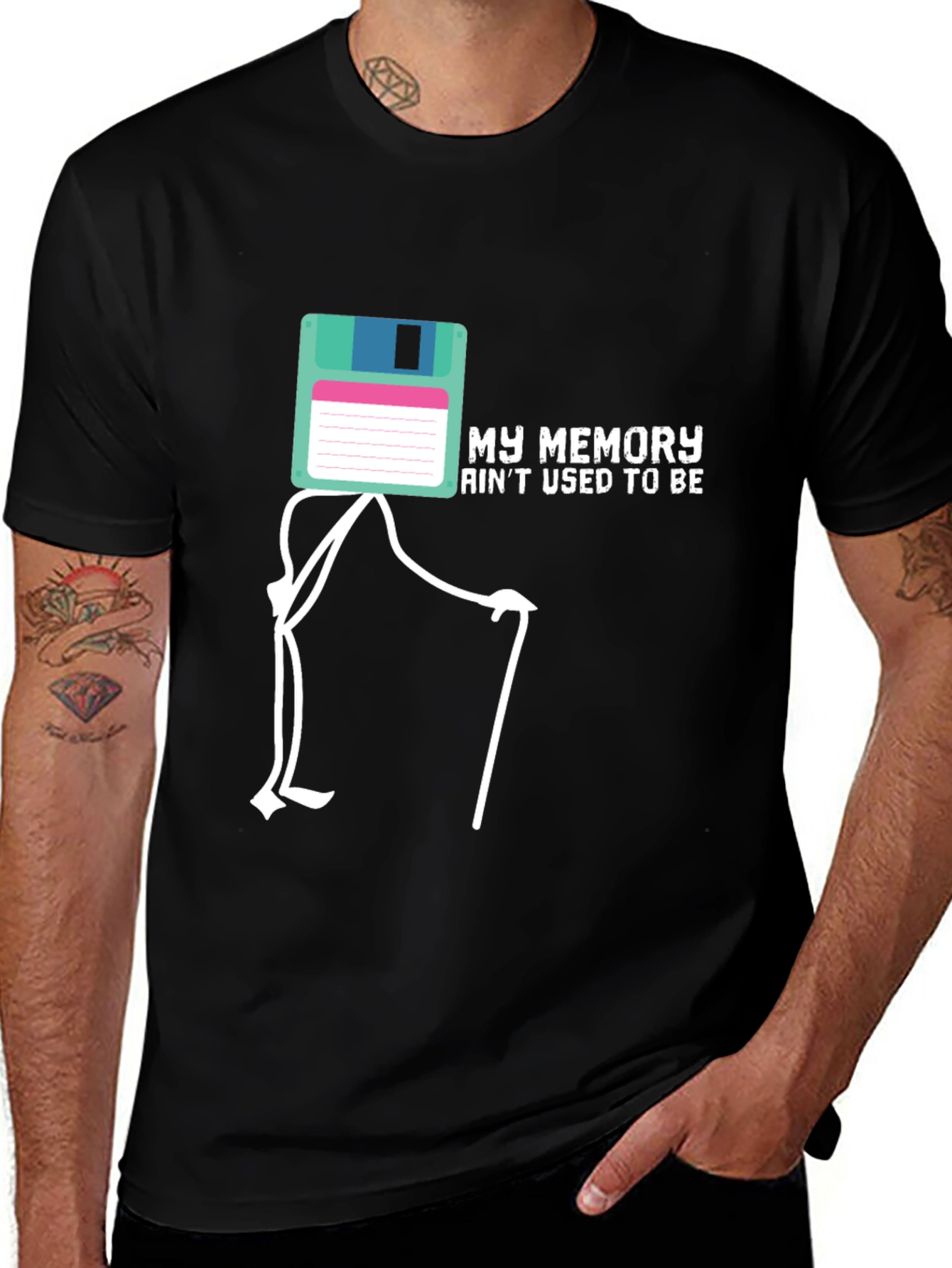 Variant 3 of Funny Memory Floppy Disk Black T-Shirt