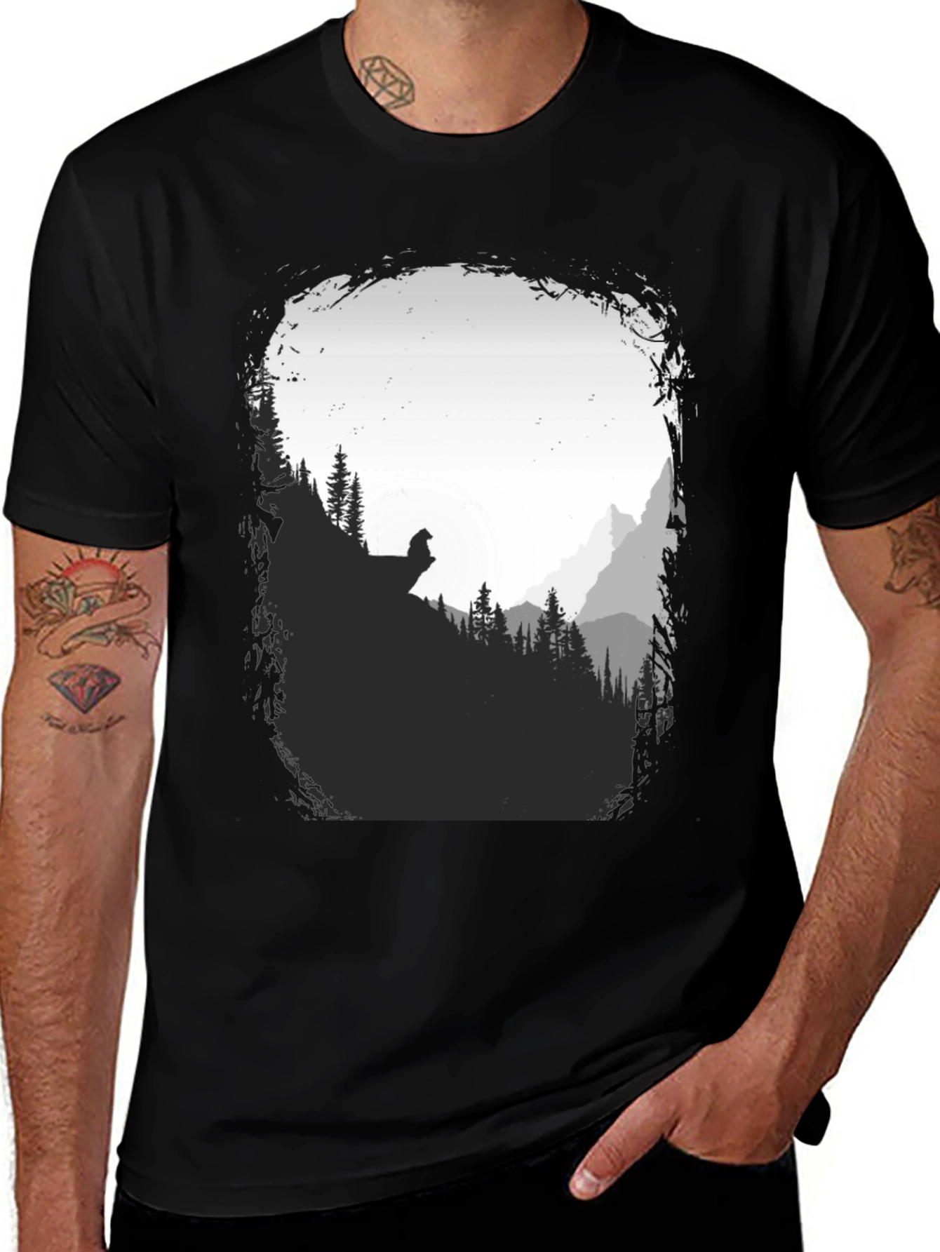Variant 22 of Nature Scene Graphic T-Shirt - Black