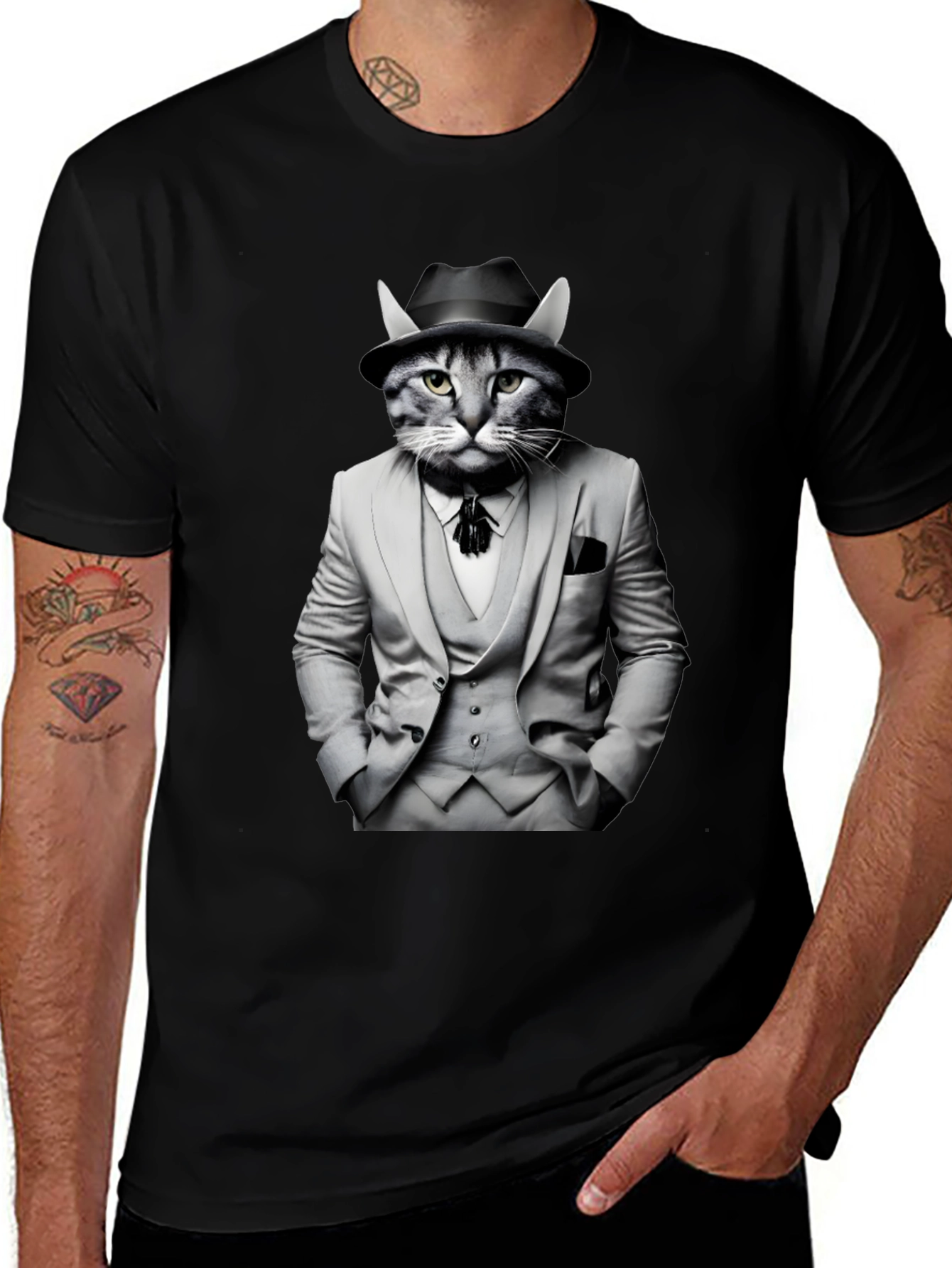 Variant 22 of Cat in Suit T-Shirt - Gangster Kitty Tee