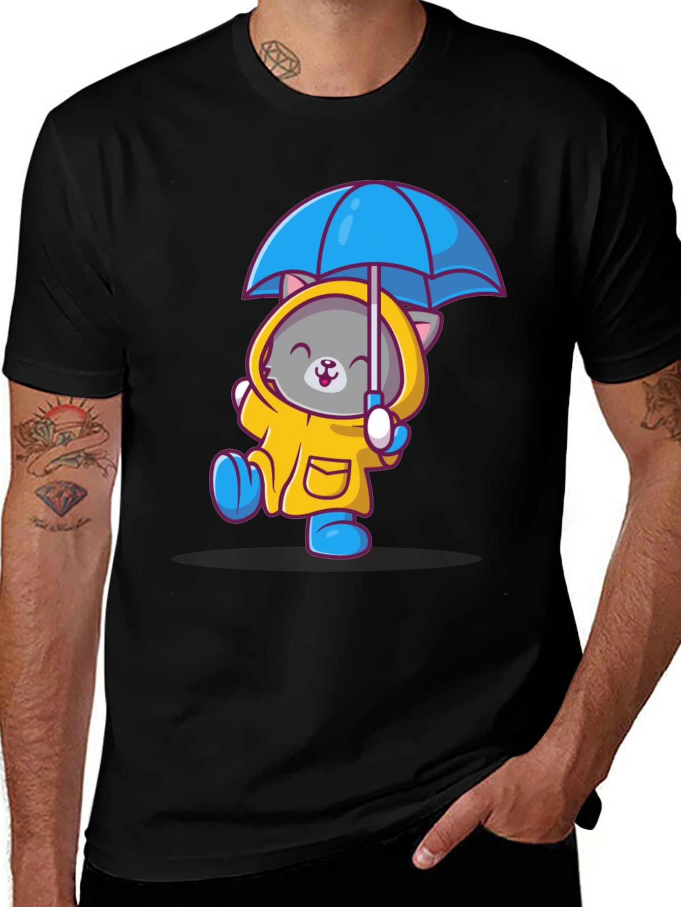 Variant 7 of Cute Cat in Raincoat T-Shirt