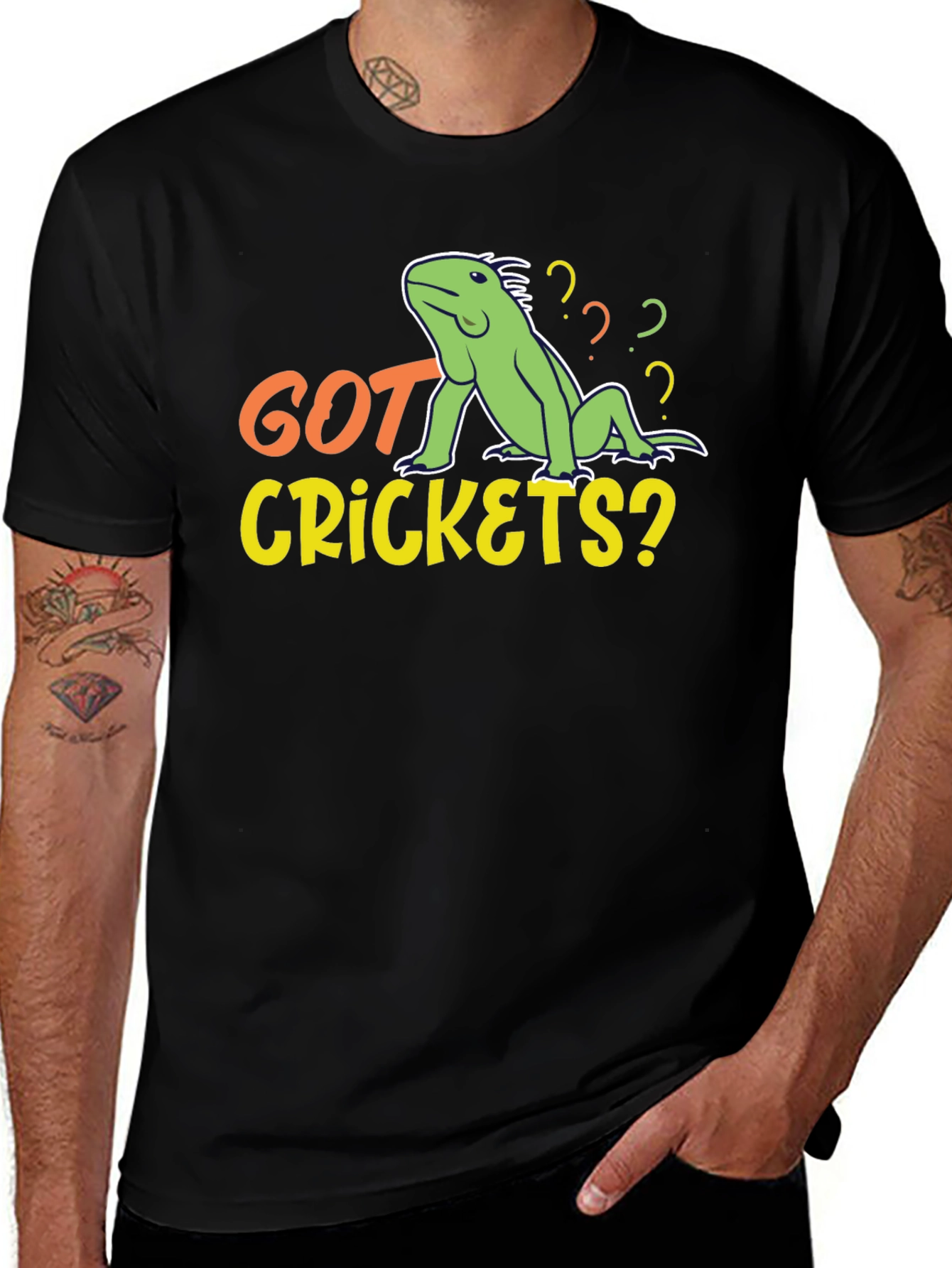 Variant 30 of Got Crickets? Novelty T-Shirt with Iguana