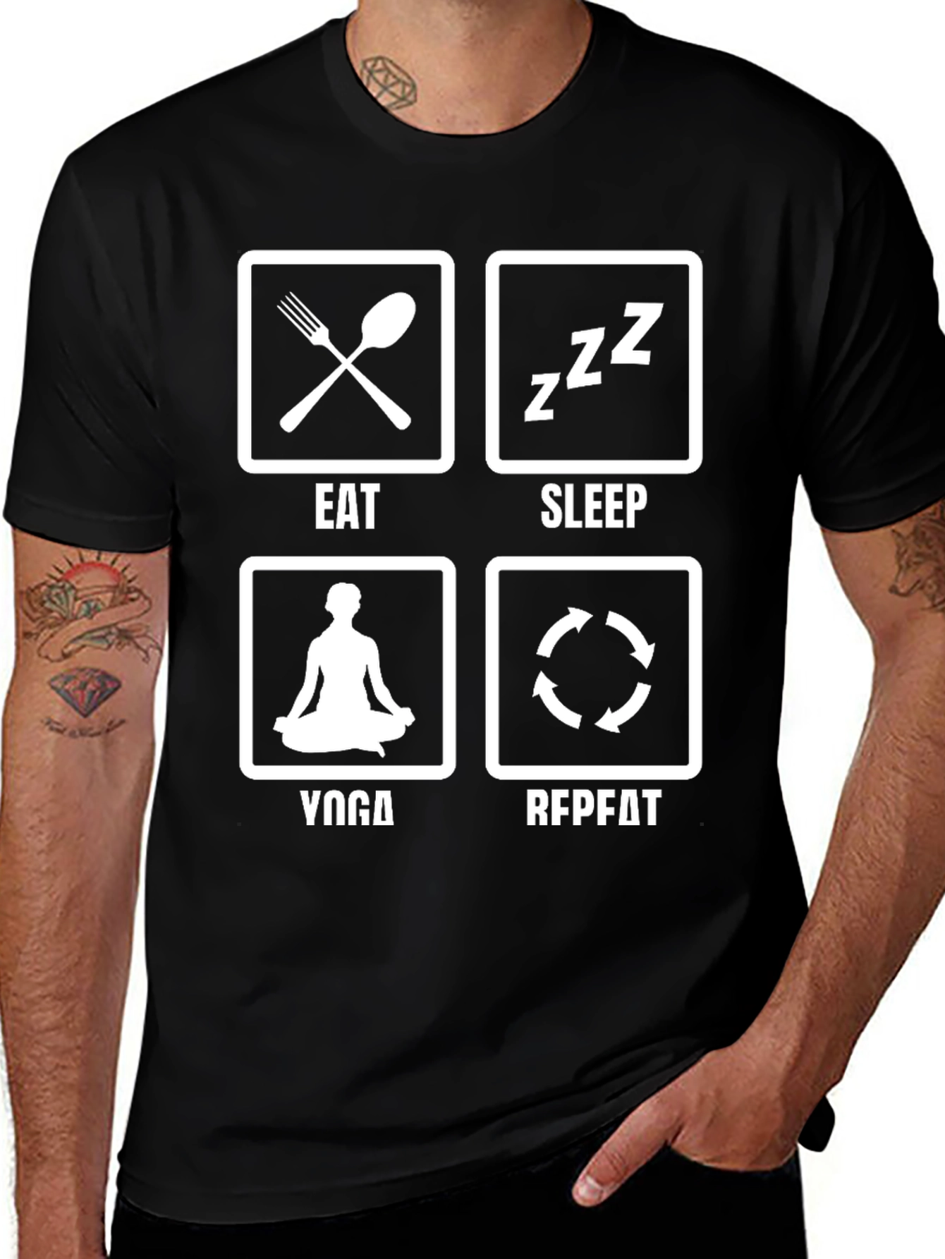 Variant 8 of Eat Sleep Yoga Repeat T-Shirt Funny Graphic Tee