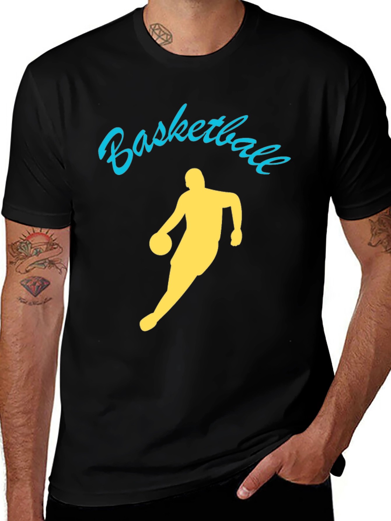 Variant 18 of Basketball Player Graphic Tee - Black Cotton Shirt