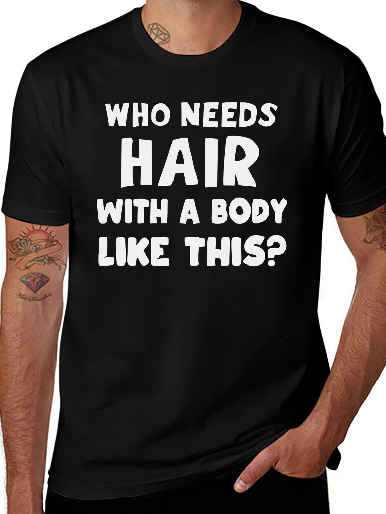 Variant 25 of Funny Bald Guy T-Shirt - Who Needs Hair?