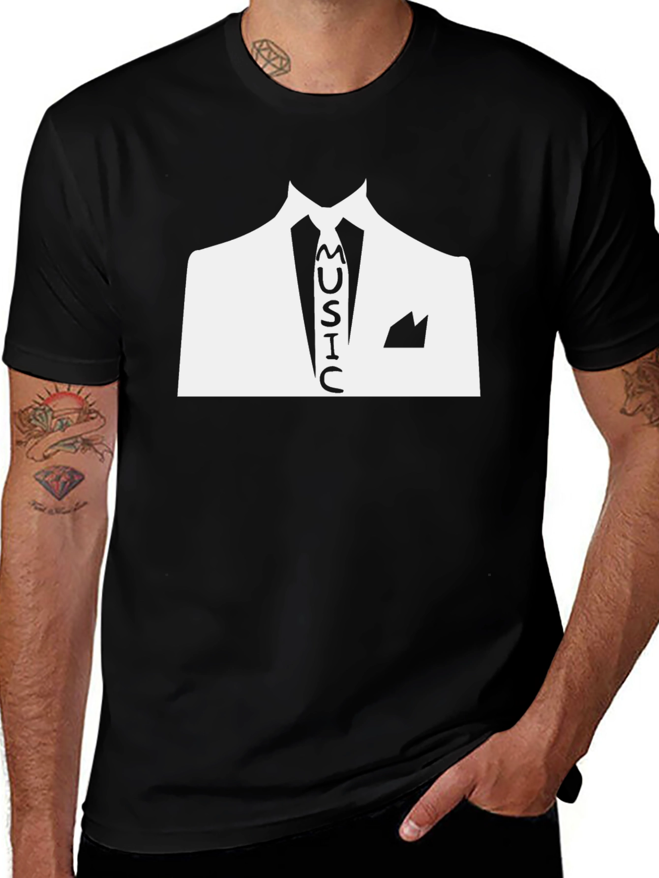Music Suit Graphic Tee - Black T-Shirt