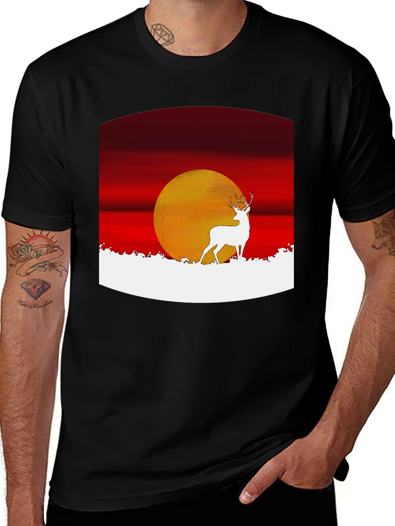 Variant 22 of Deer Sunset Graphic Tee - Unique Design
