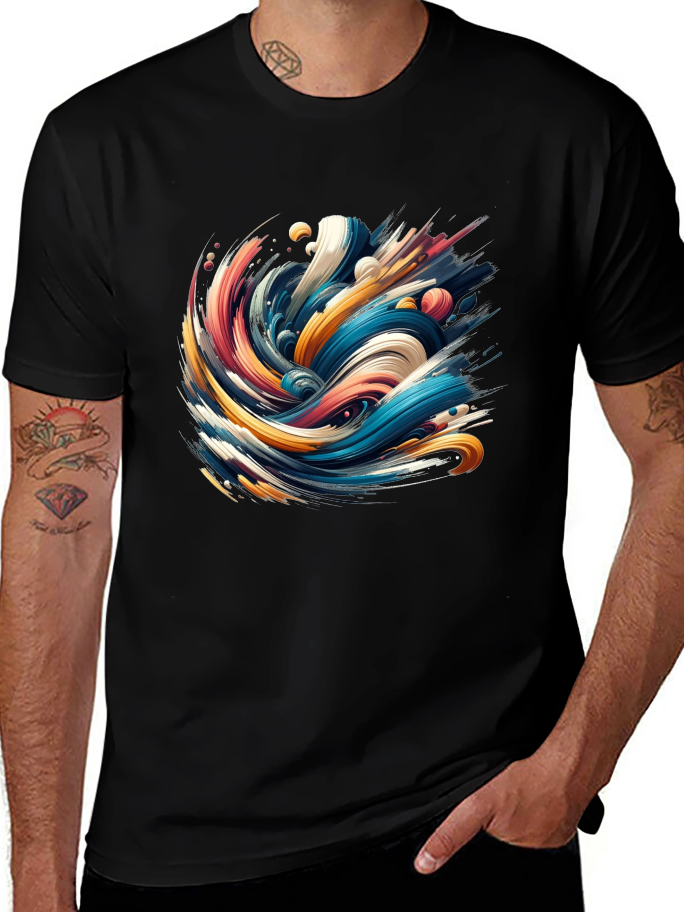Variant 24 of Abstract Wave Graphic Black T-Shirt