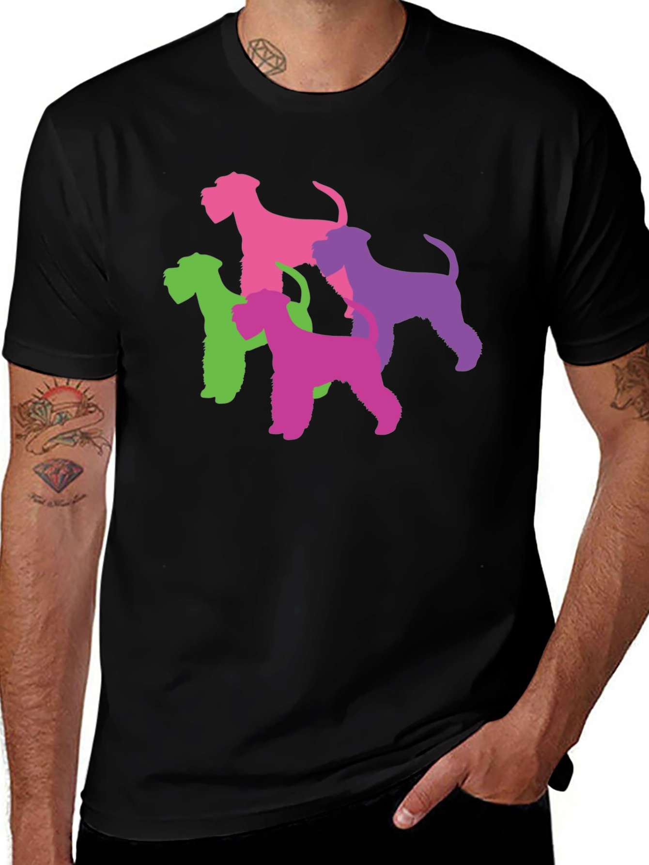 Variant 16 of Colorful Dog Silhouette Graphic Tee