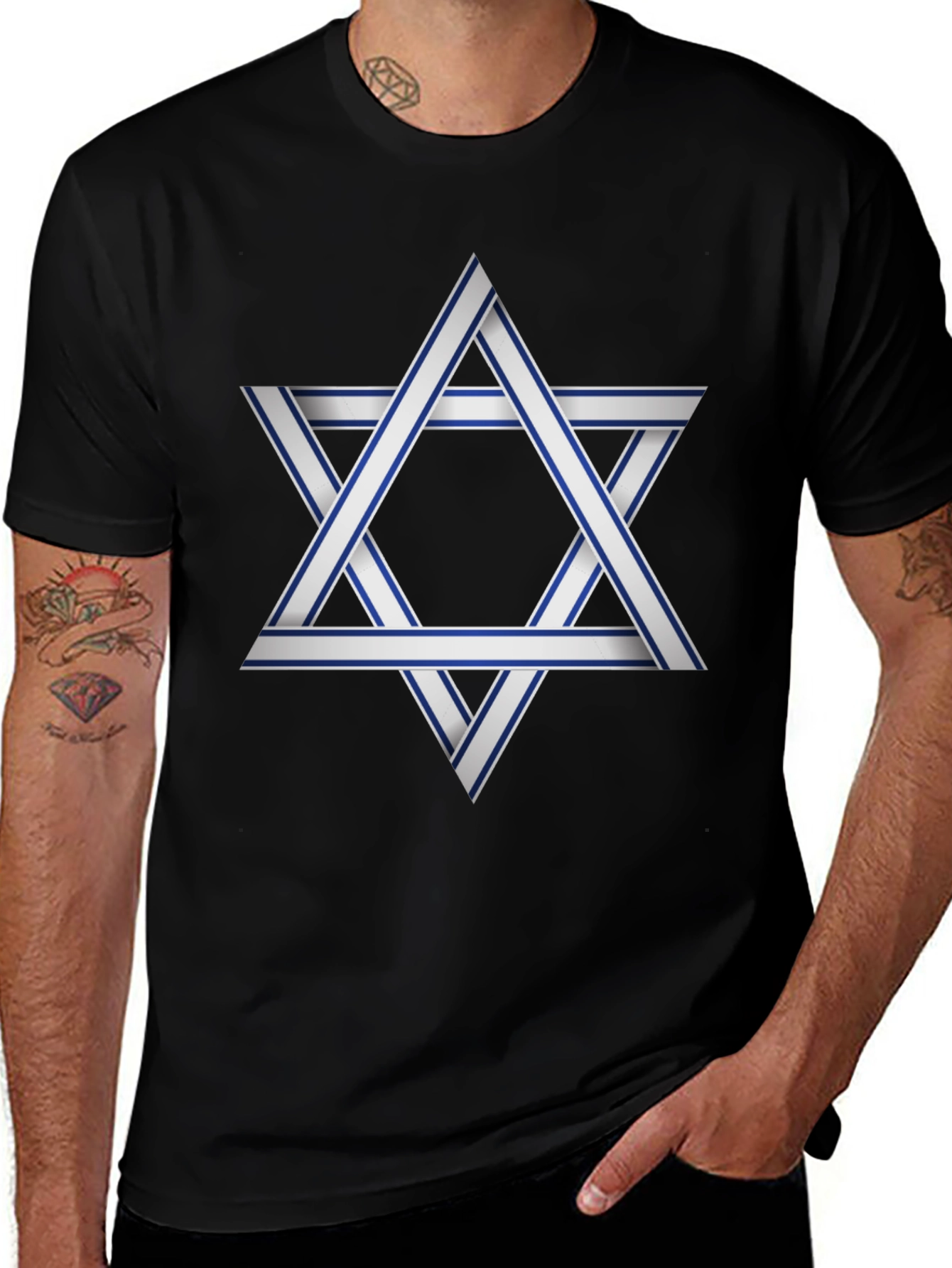 Variant 7 of Star of David Graphic Black T-Shirt