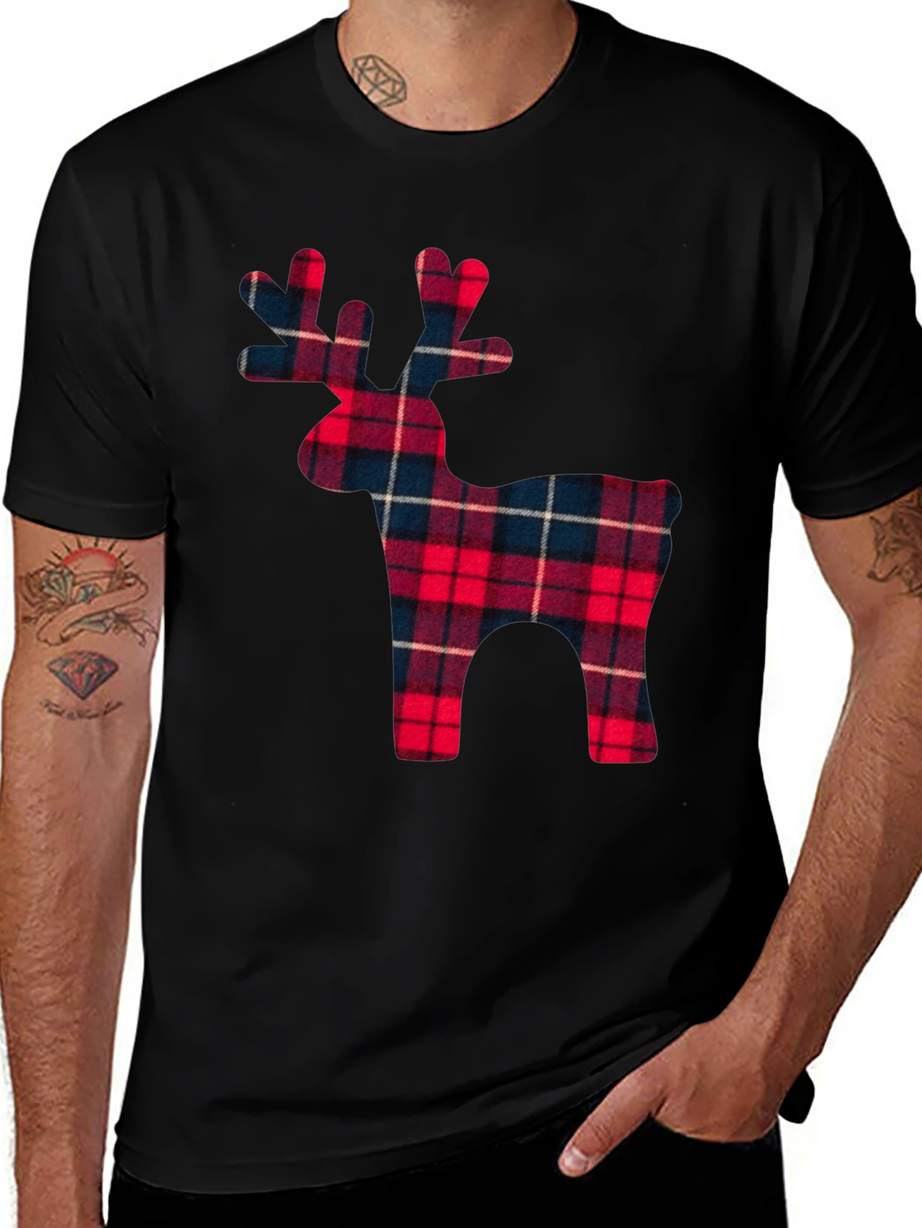 Variant 8 of Plaid Reindeer Graphic Tee