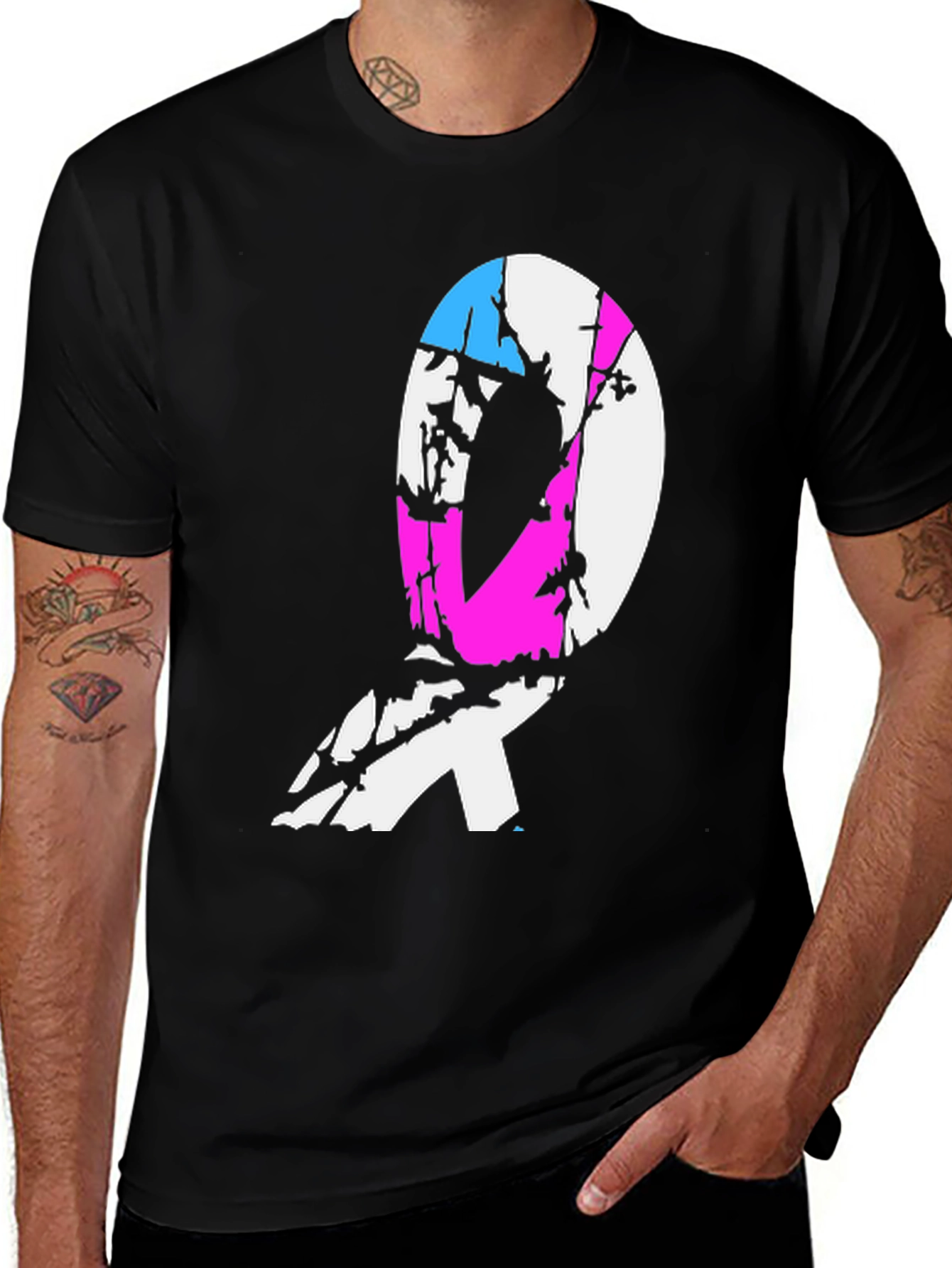 Variant 26 of Transgender Pride Ribbon Black T-Shirt