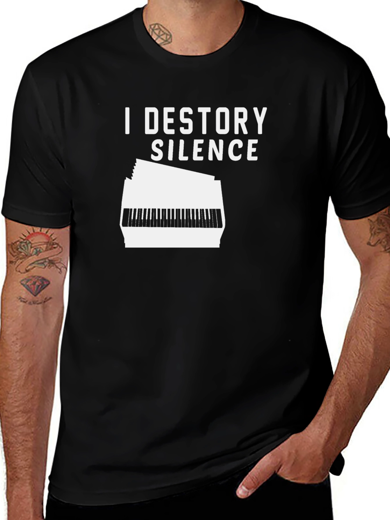 Variant 5 of I Destroy Silence Black T-Shirt - Musician Tee
