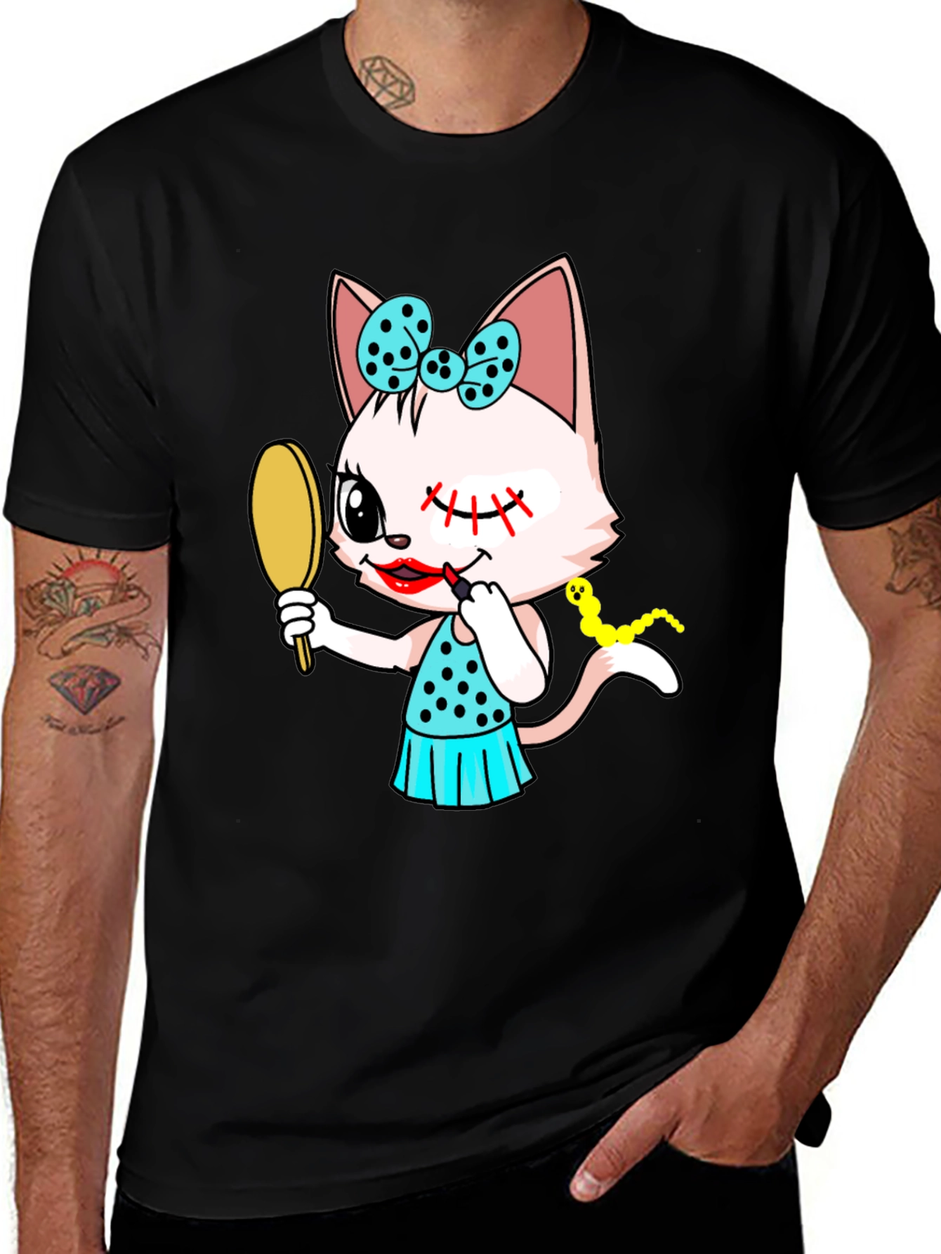 Variant 15 of Cute Cat Makeup Artist Graphic Tee