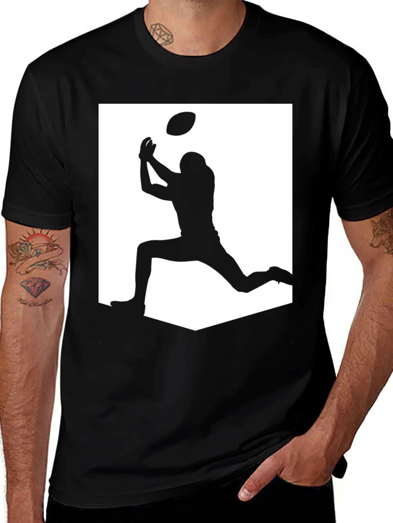 Variant 28 of Football Silhouette Graphic Tee - Black Casual Shirt