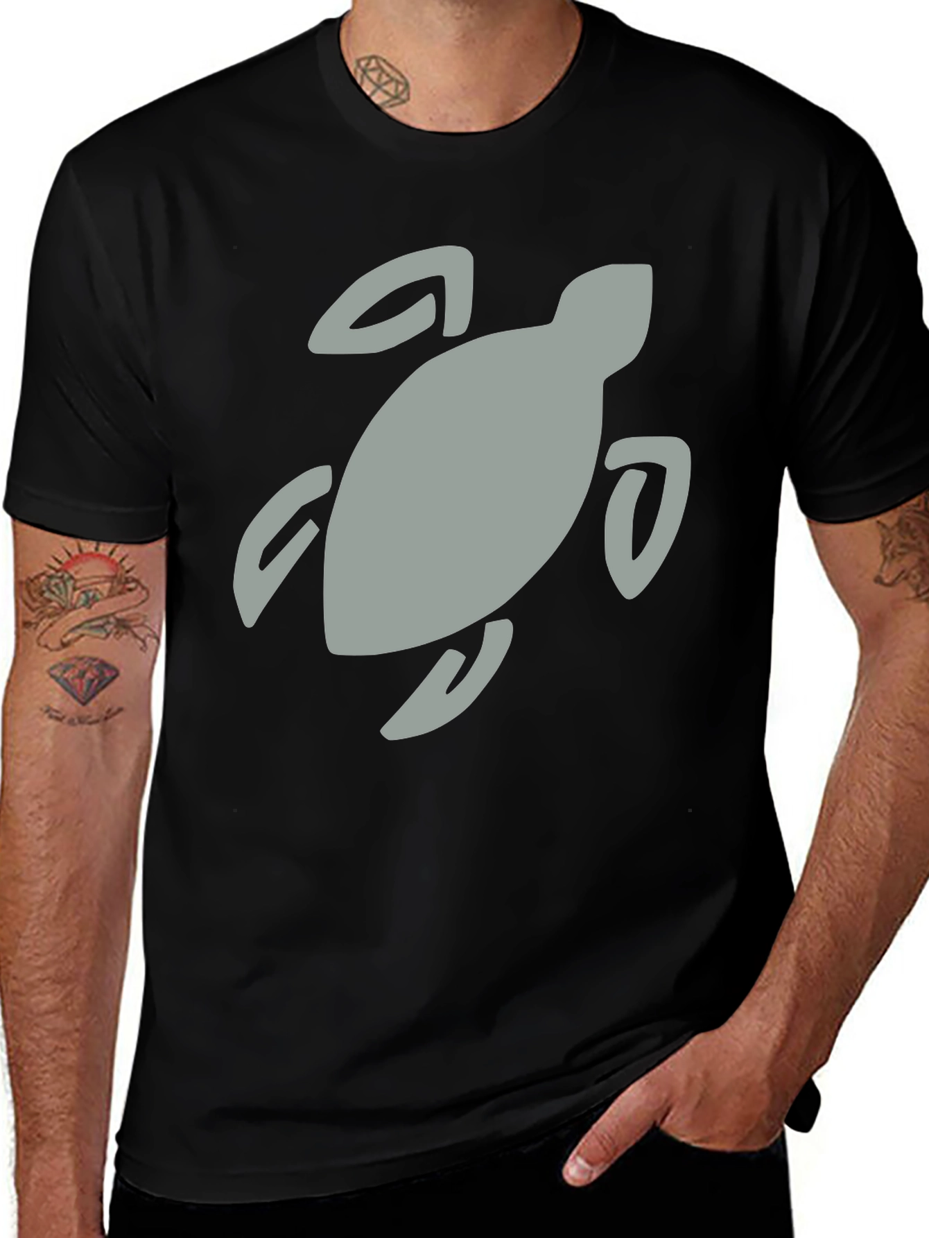 Variant 4 of Black T-Shirt with Turtle Graphic
