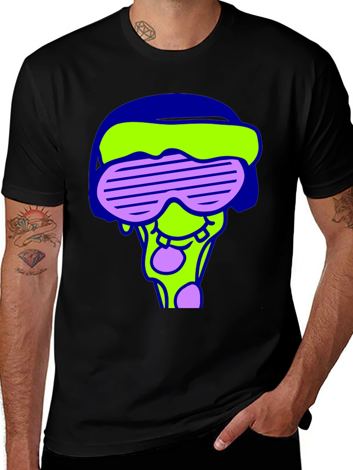 Variant 14 of Funky Graphic Tee - Cartoon Pizza Rave Design