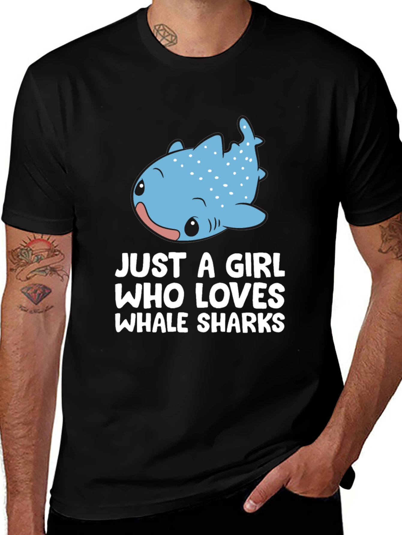 Variant 5 of Just A Girl Who Loves Whale Sharks Black T-Shirt