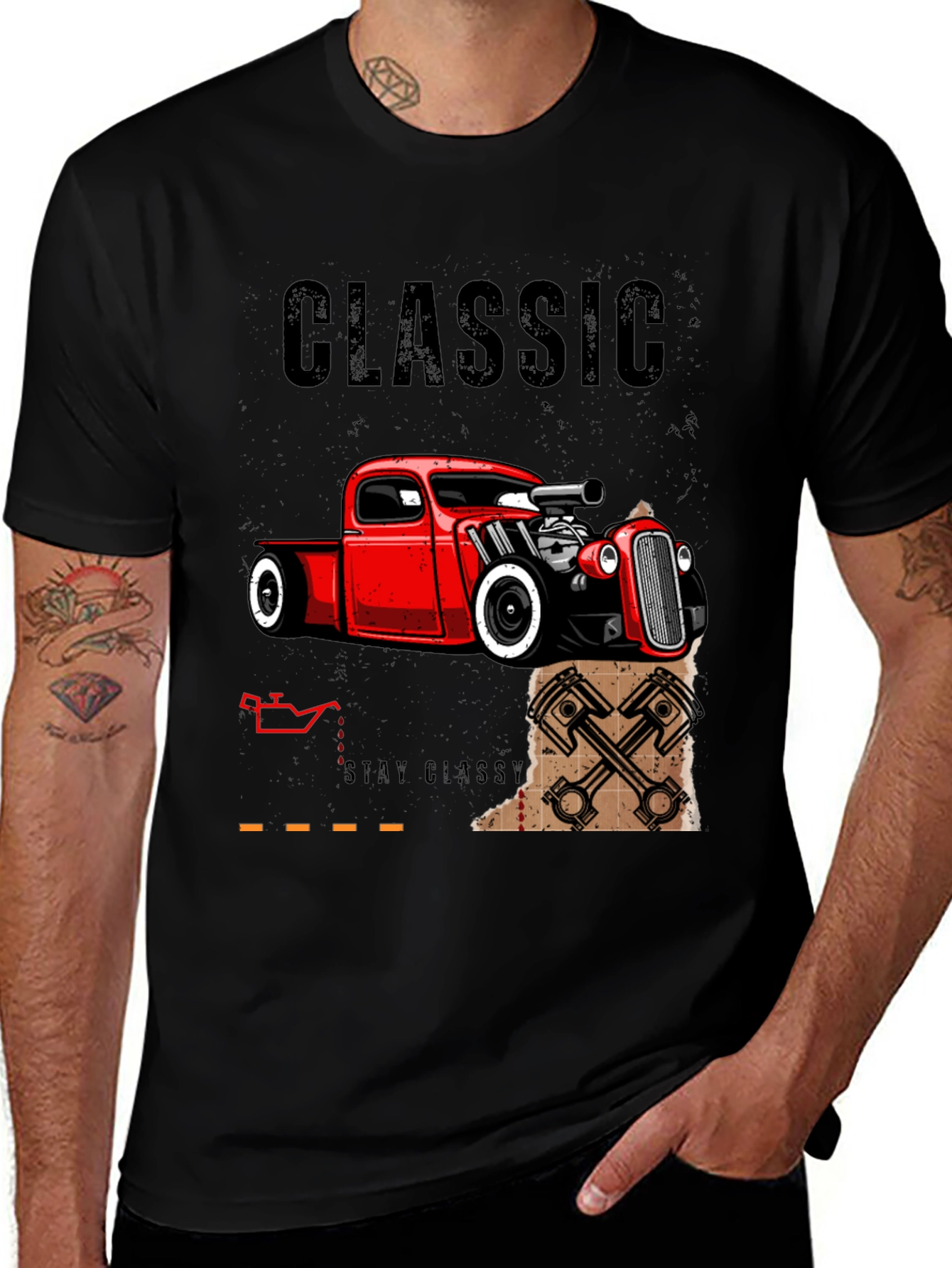 Variant 8 of Classic Car T-Shirt - Black, Hot Rod Design