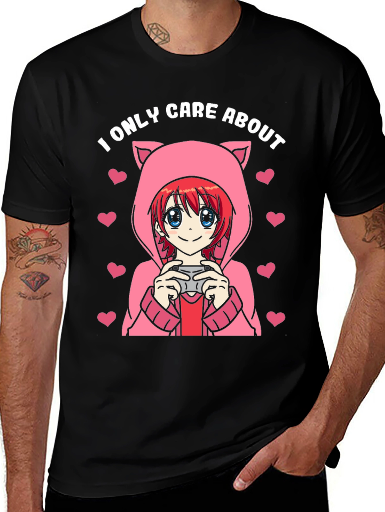 Variant 6 of I Only Care About Gaming Black T-Shirt