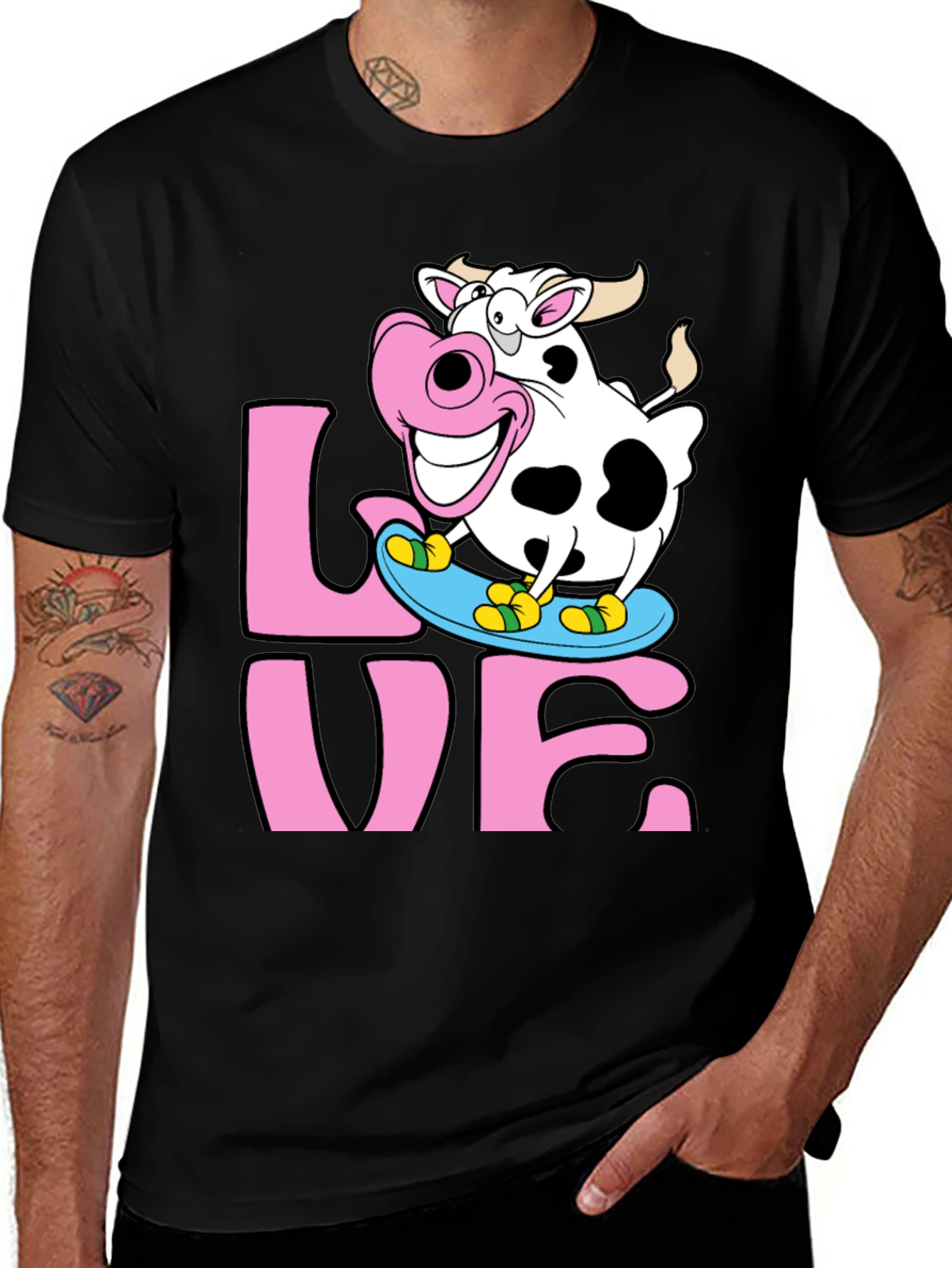 Variant 26 of Skateboarding Cow Graphic Tee - Love Dairy Funny