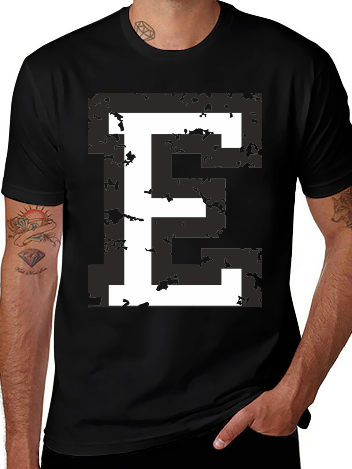 Retro E Graphic Tee - Black T-Shirt