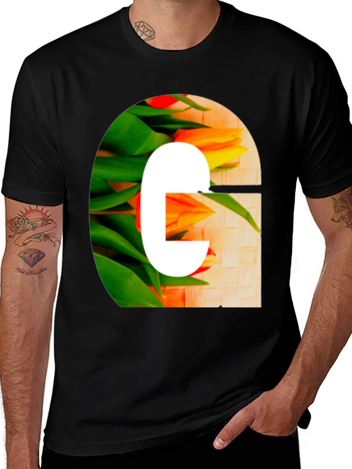 Variant 9 of Floral Letter G Graphic Tee