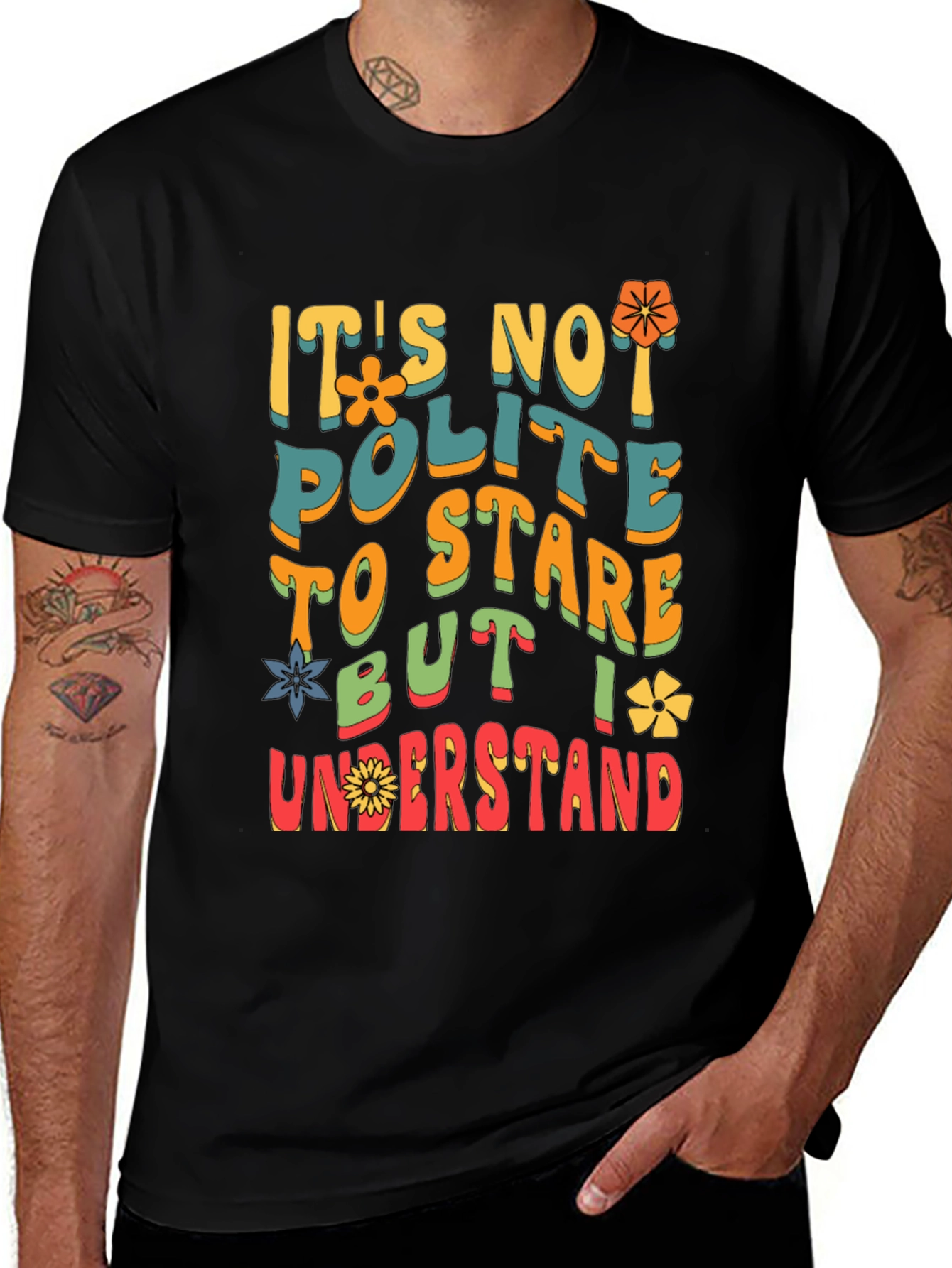 Variant 7 of Retro "It's Not Polite to Stare" Graphic Tee
