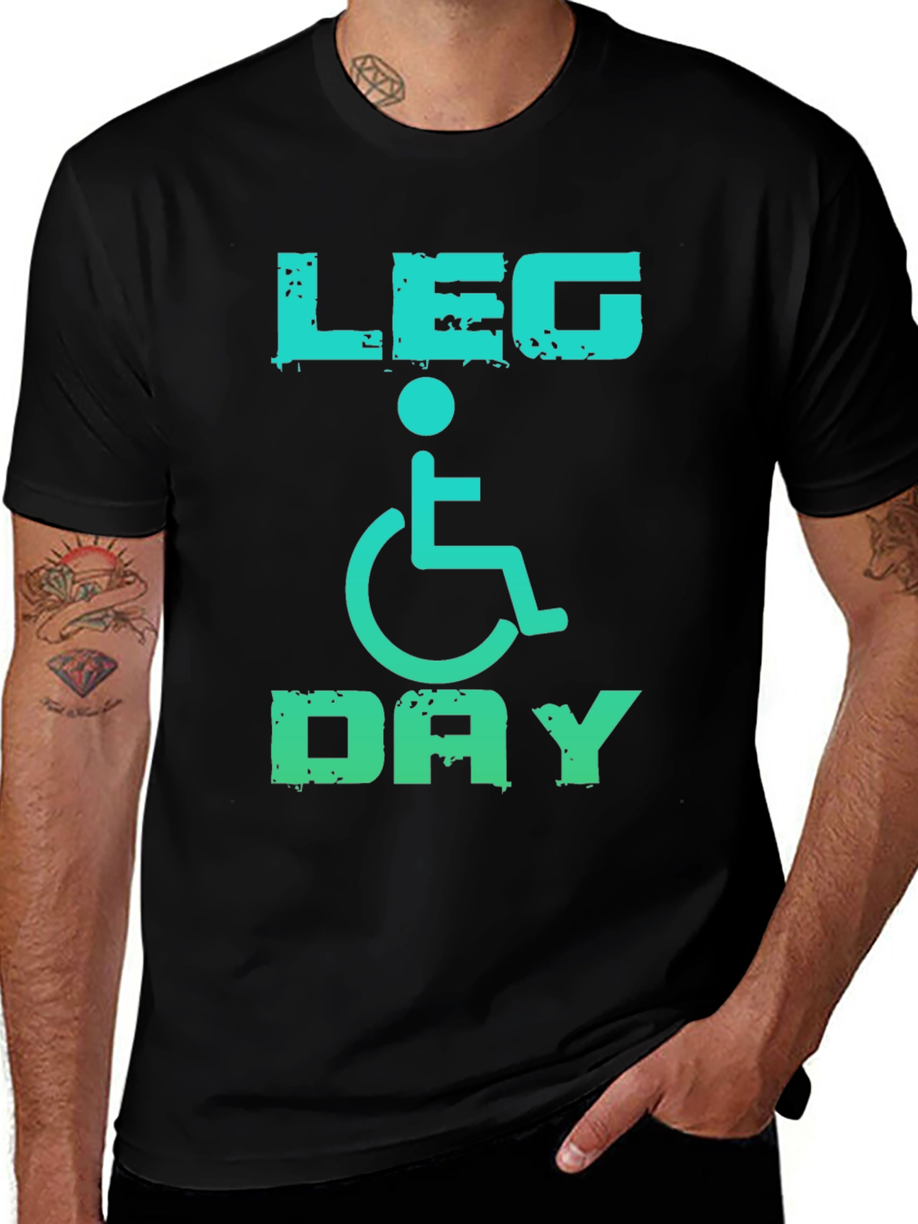 Variant 20 of Leg Day Wheelchair T-Shirt: Funny Gym Workout Tee