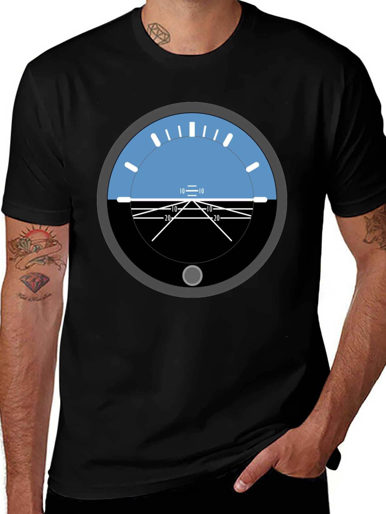 Variant 8 of Pilot Aviation Attitude Indicator Graphic Tee