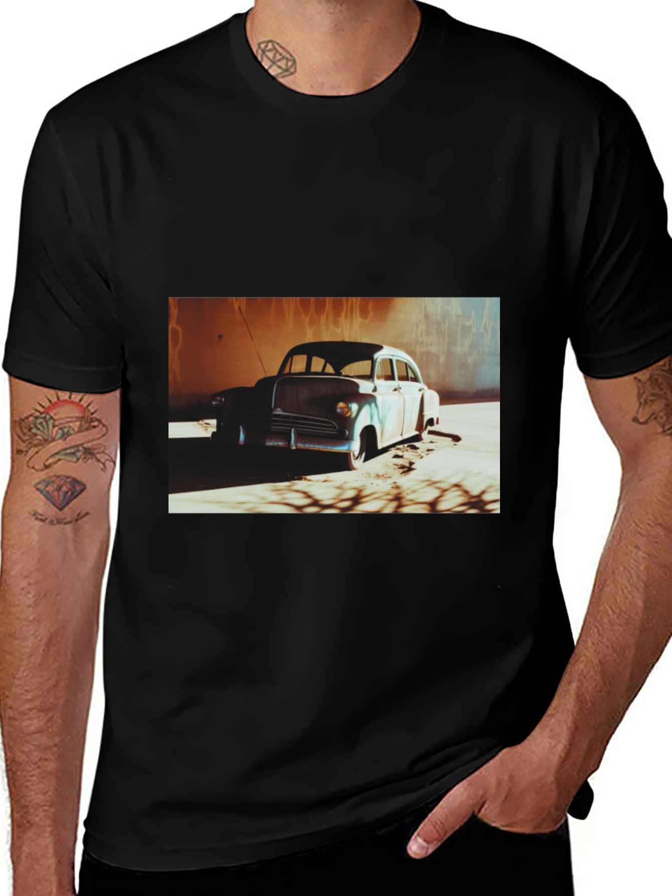 Variant 24 of Vintage Car Graphic Tee - Black