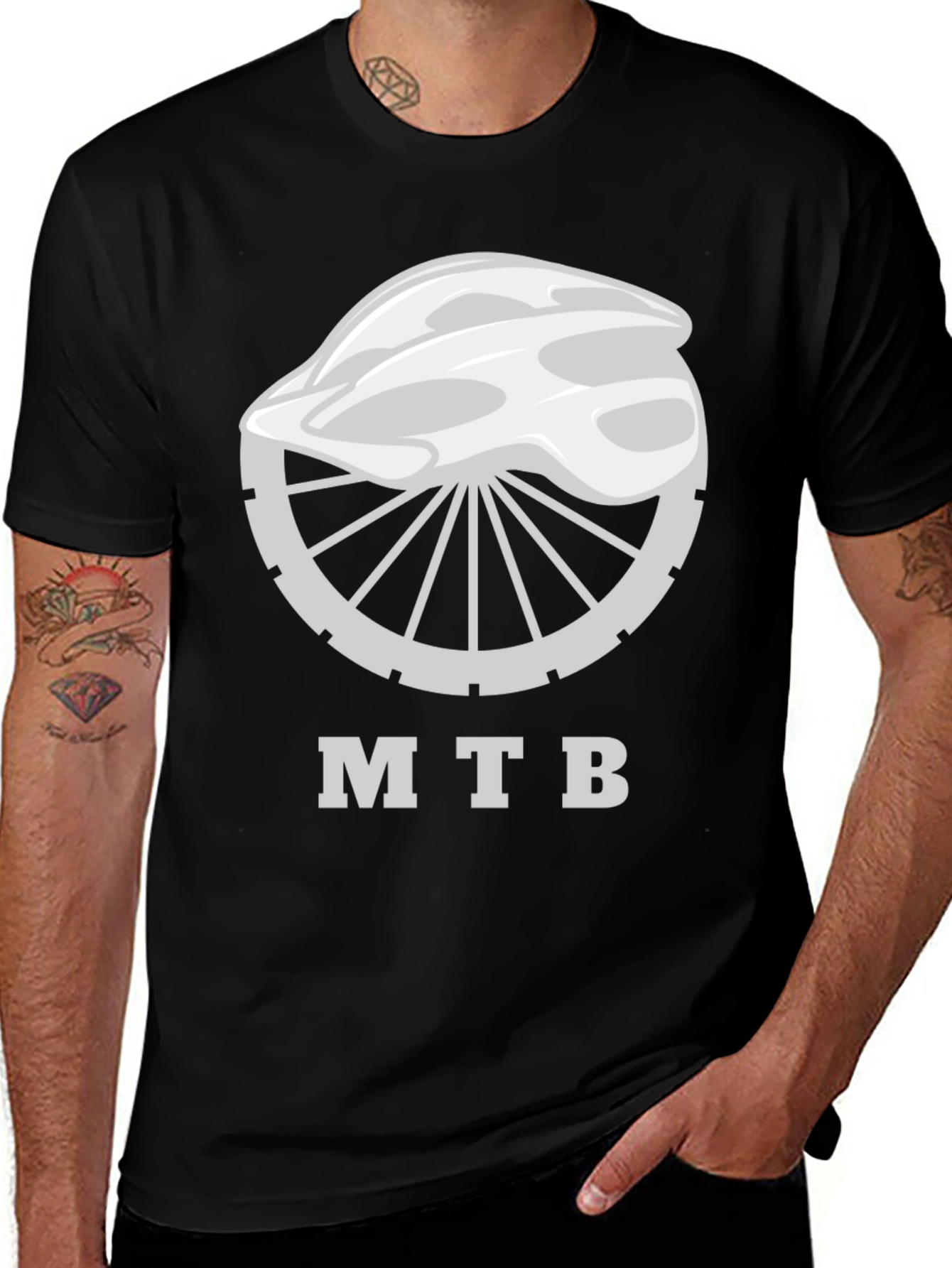 MTB Bike Helmet Graphic Tee - Black