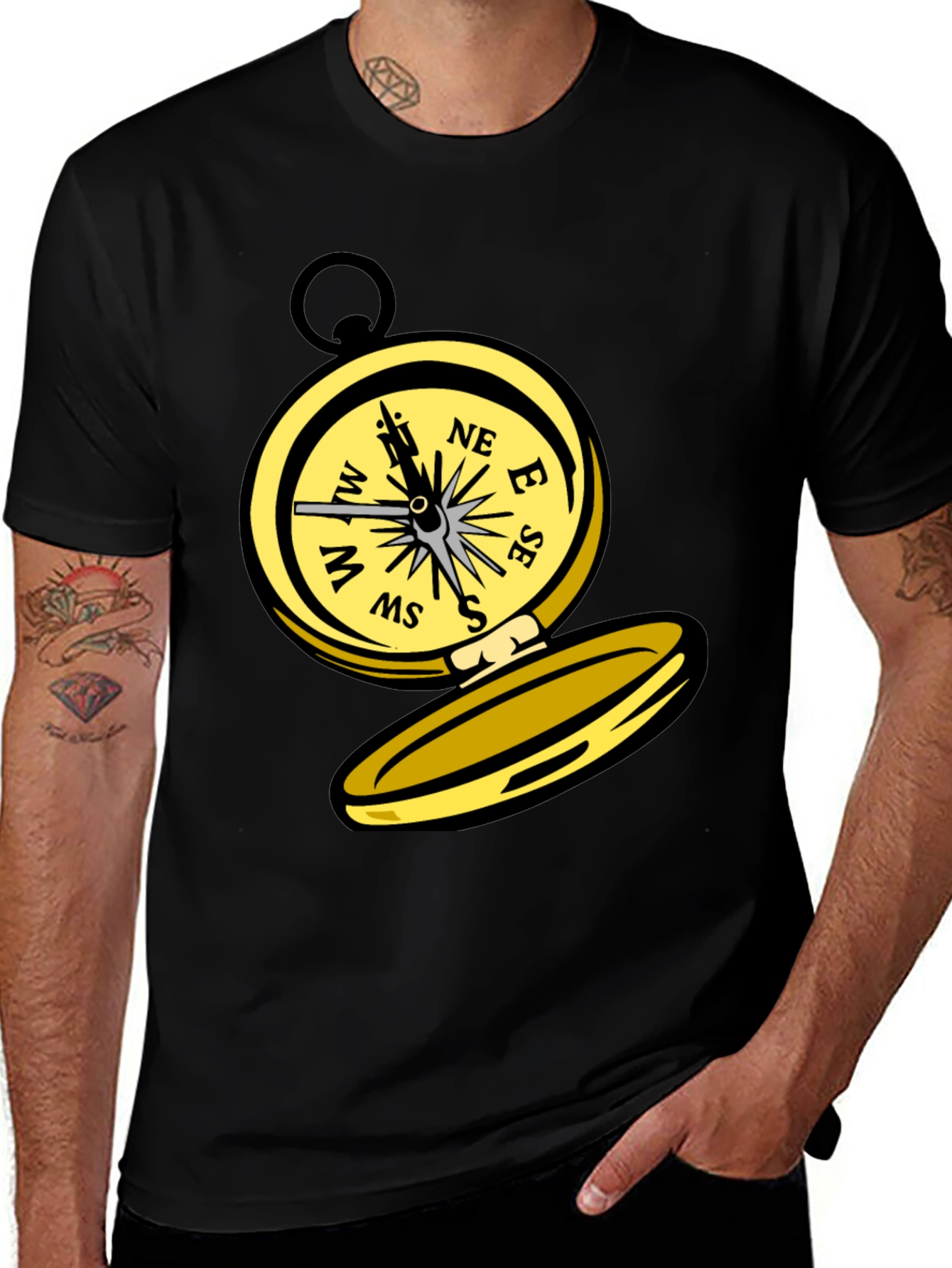 Variant 3 of Compass Graphic Black T-Shirt - Adventure Ready!
