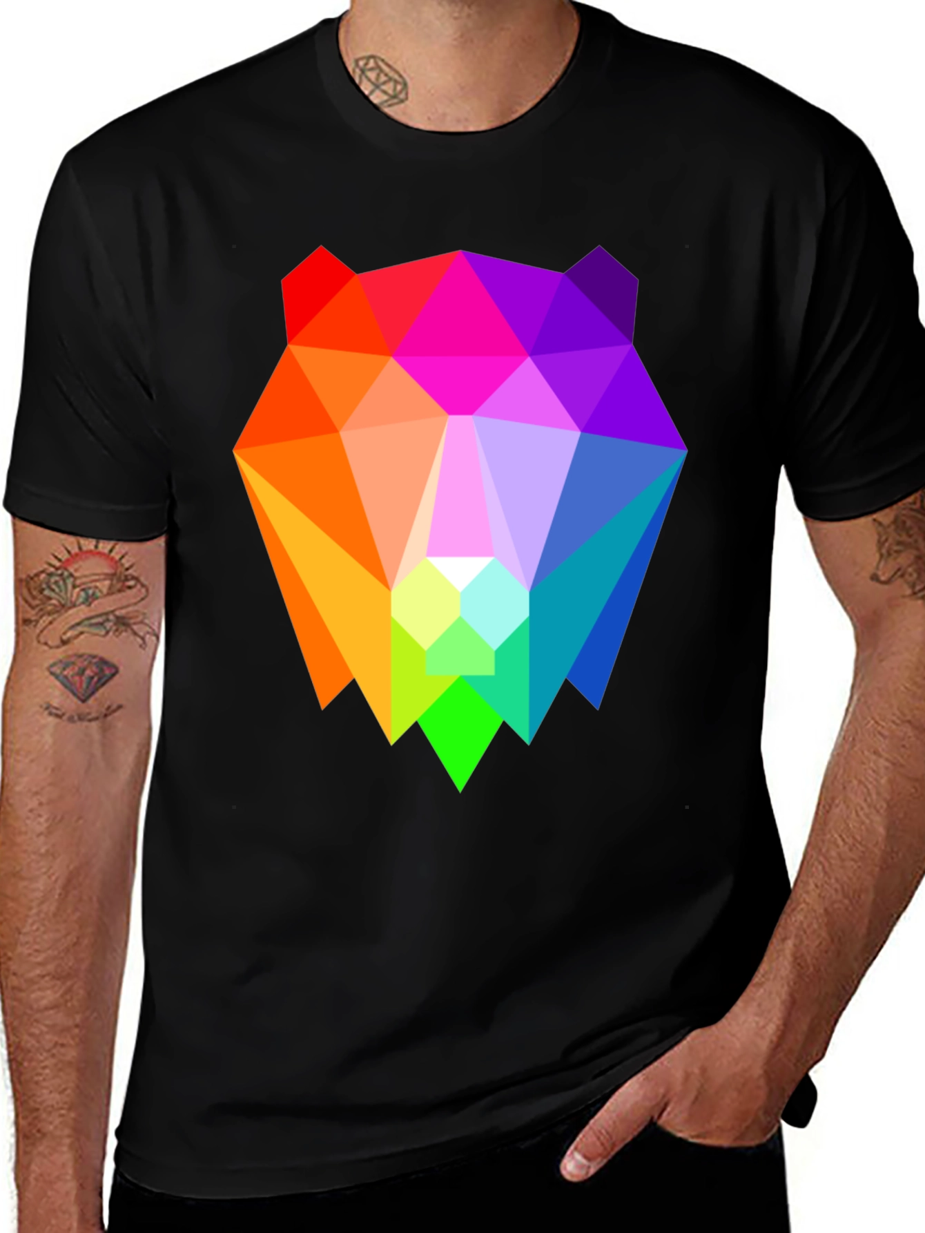 Variant 27 of Geometric Bear Graphic Tee - Black