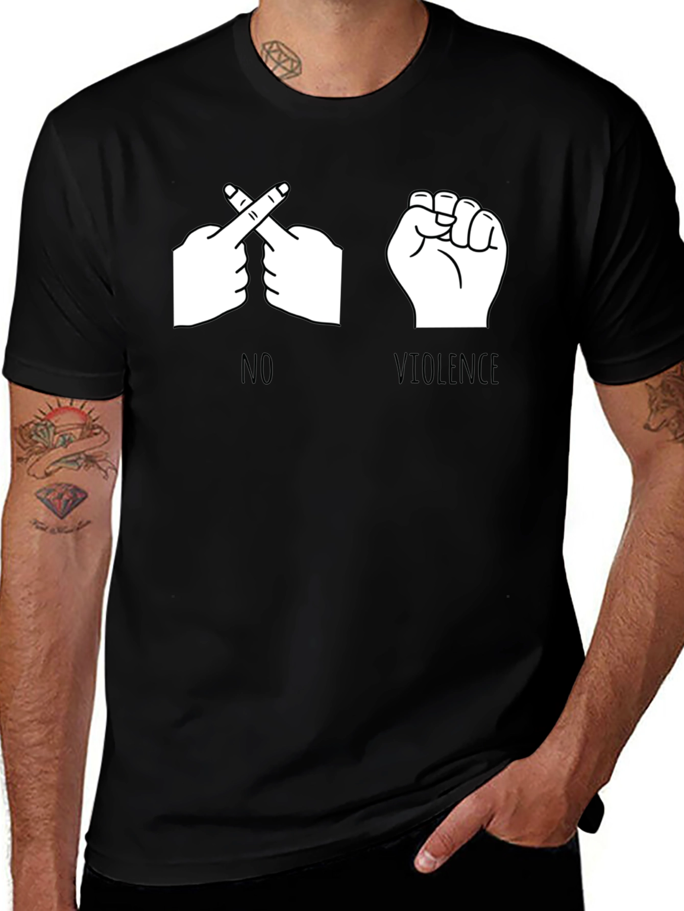 Variant 25 of No Violence Graphic T-Shirt - Black