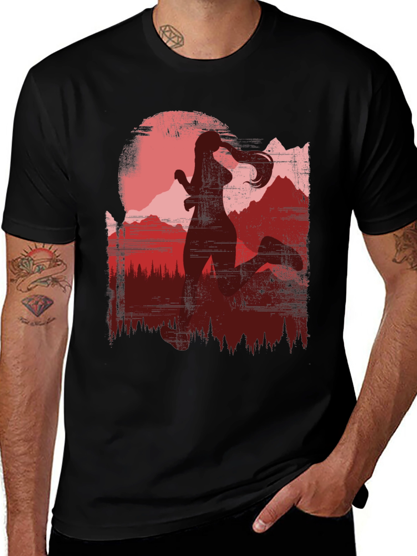 Variant 19 of Runner Silhouette Mountain Graphic Tee