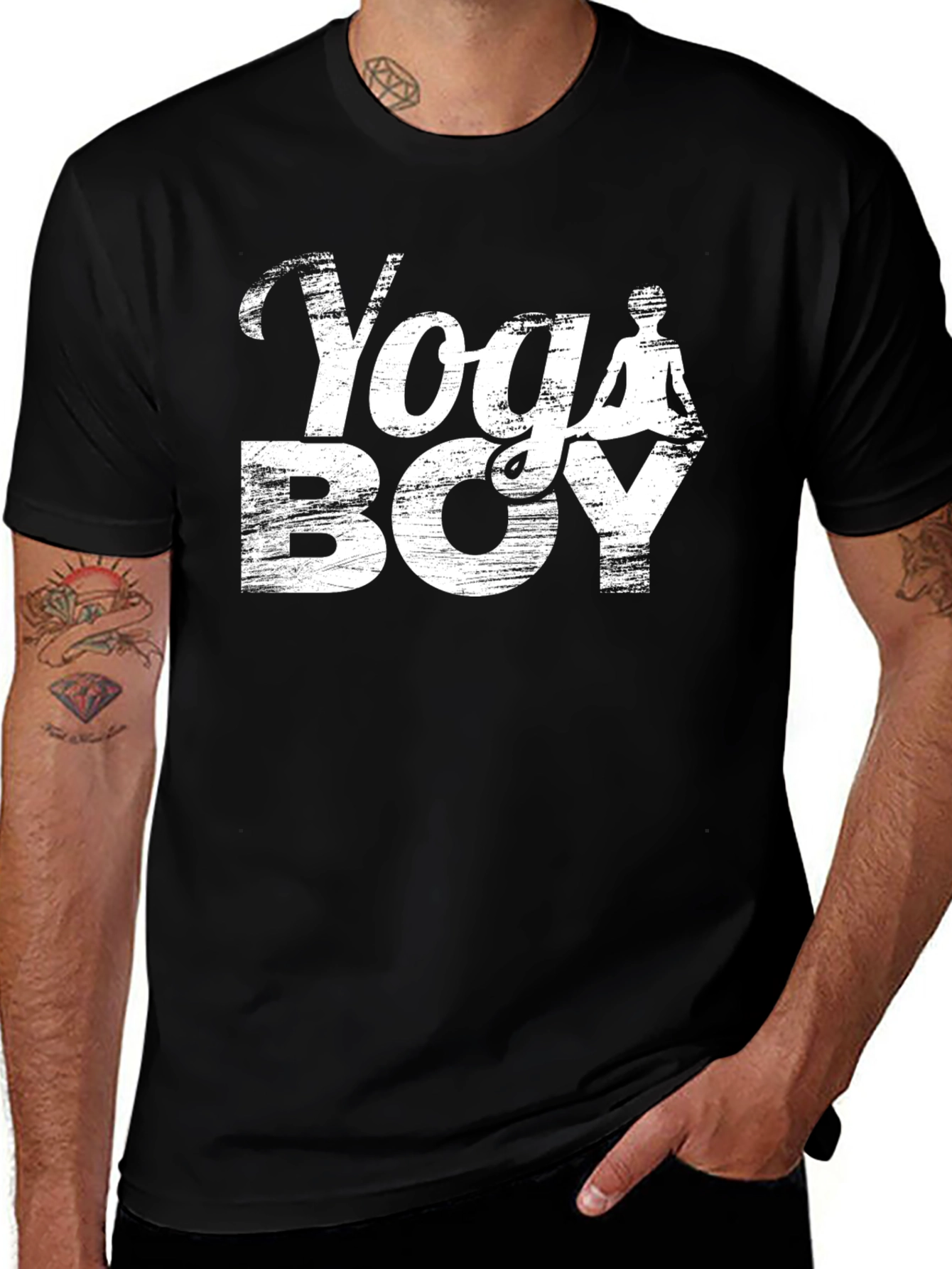 Variant 9 of Yoga Boy Graphic T-Shirt - Men's Black Tee