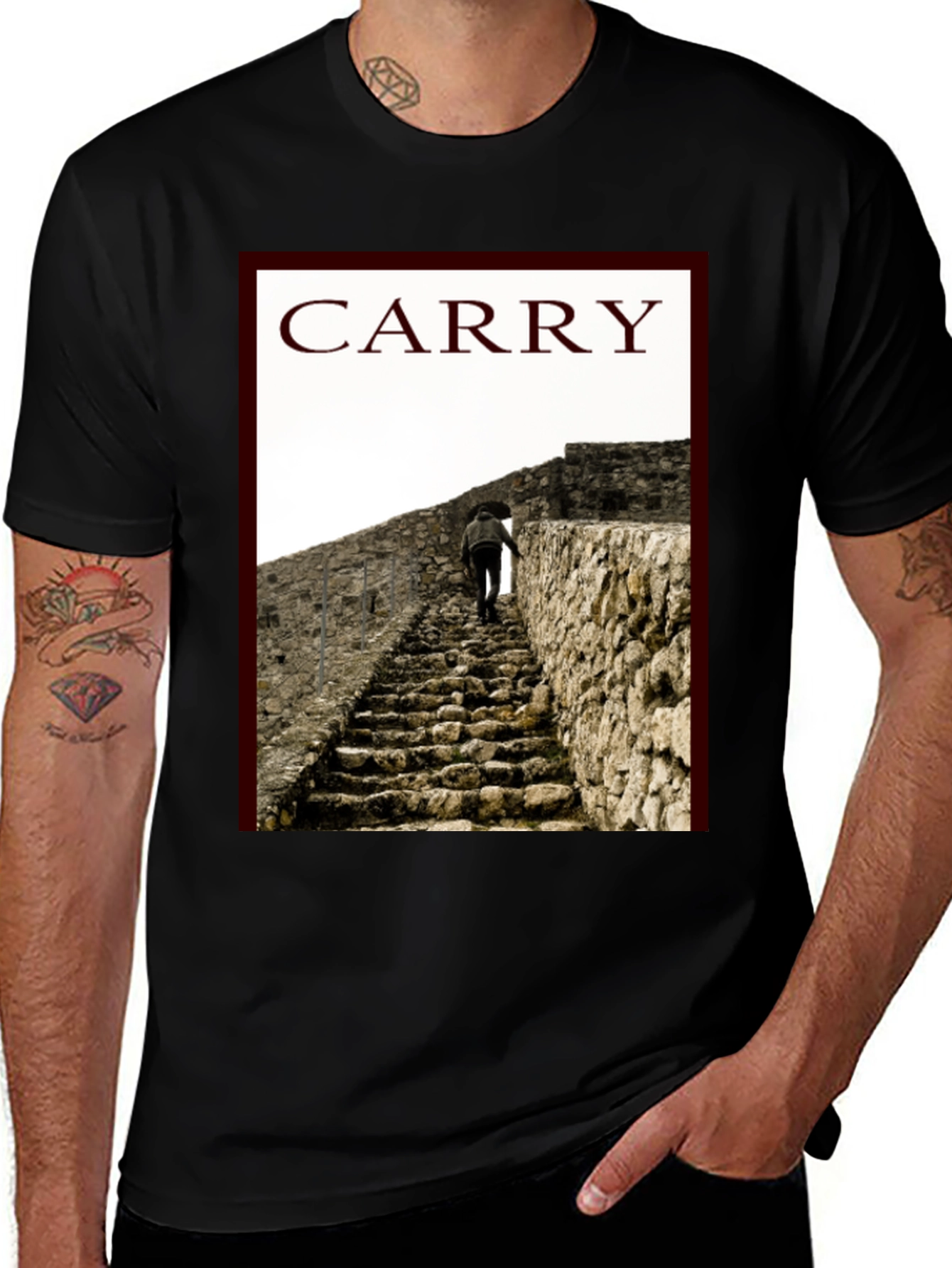 Black Carry Graphic Tee - Climb Your Way Up! main image