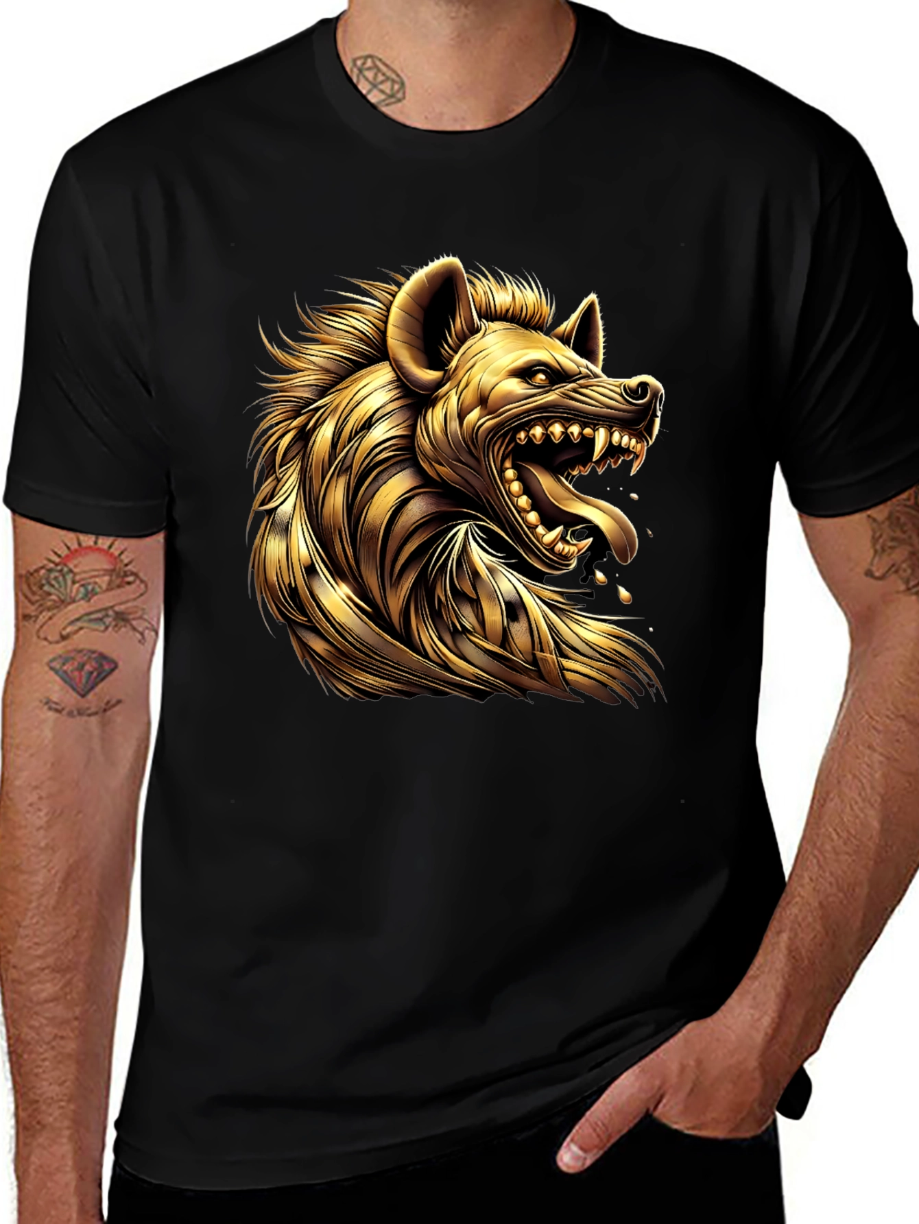 Variant 30 of Golden Hyena Graphic Tee - Black