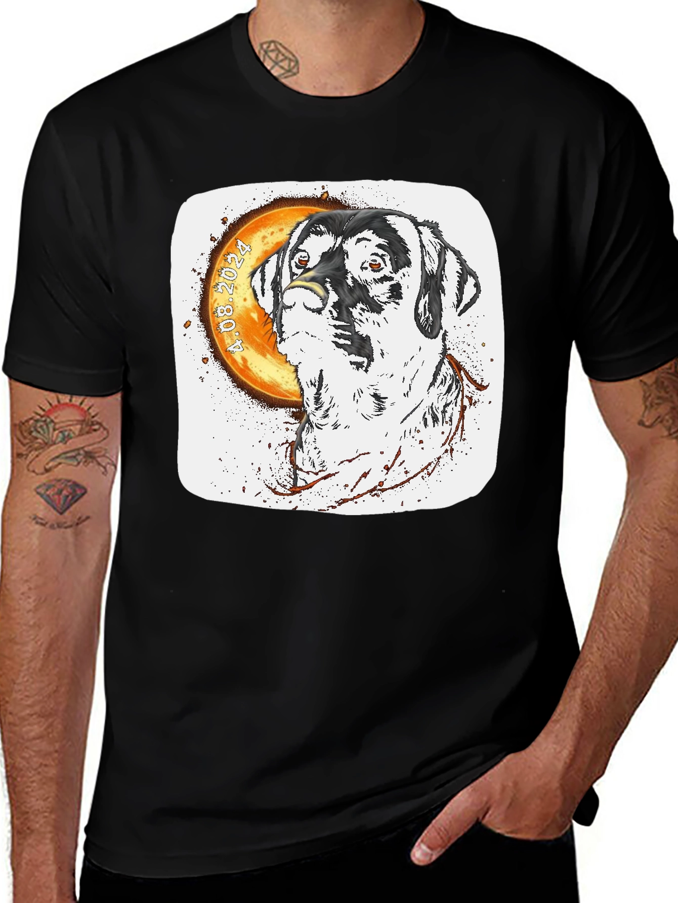 Variant 29 of Dog Face T-Shirt, Unique Design, Black Tee