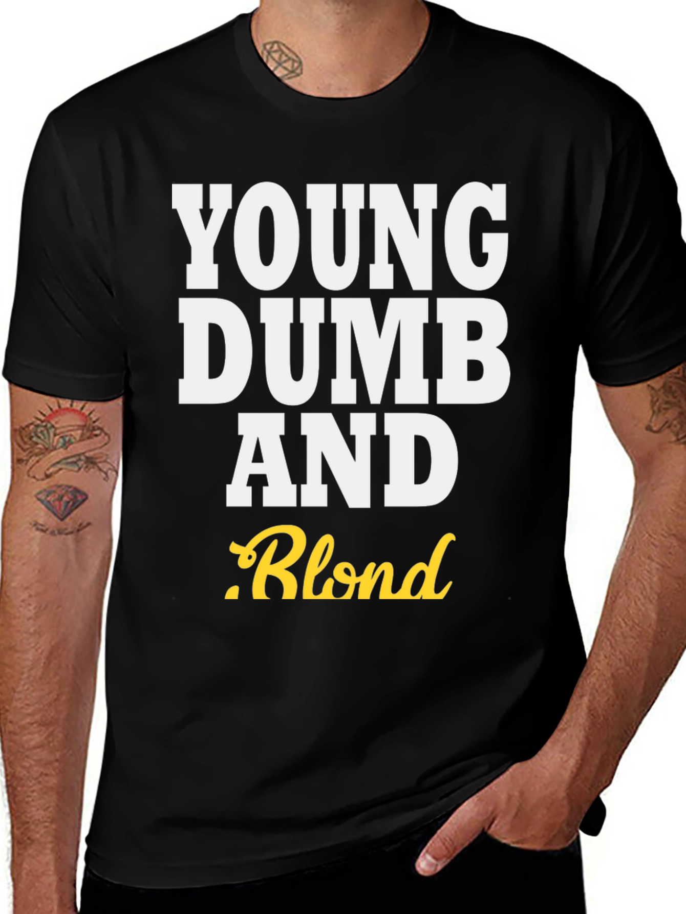 Variant 20 of Young Dumb And Blond Crew Neck Tee