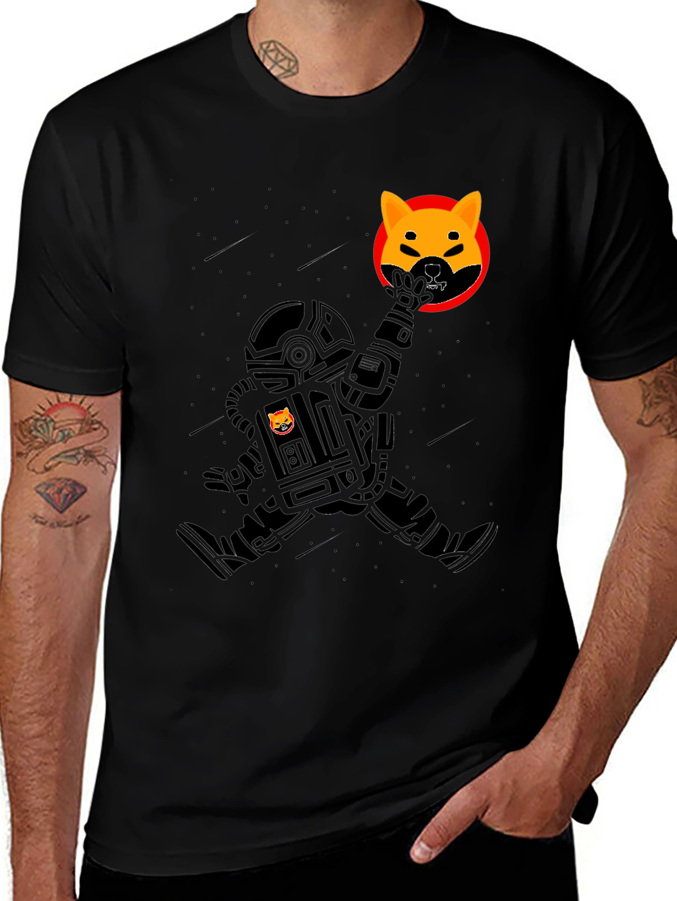 Variant 5 of Shiba Astronaut Black T-Shirt