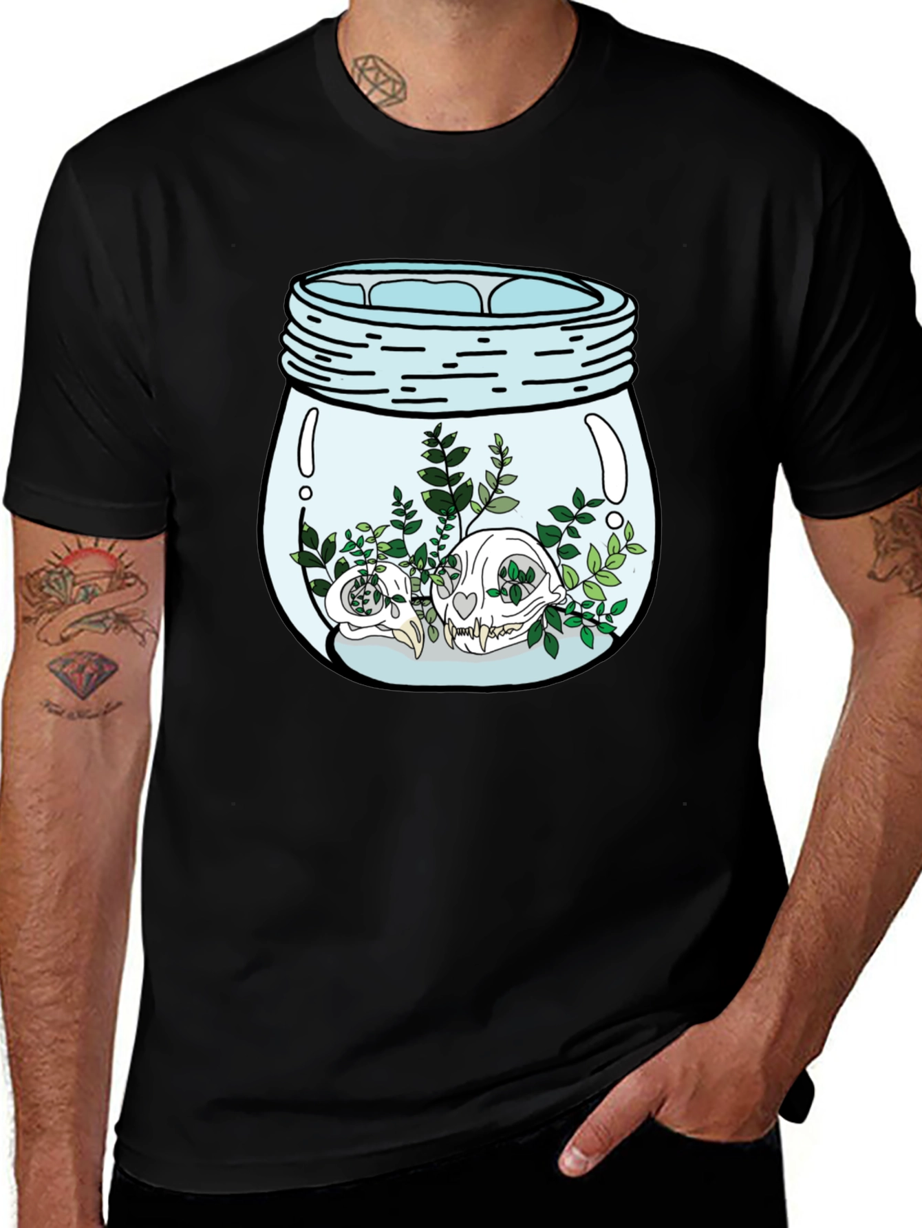 Variant 13 of Skull Terrarium Black Graphic T-Shirt