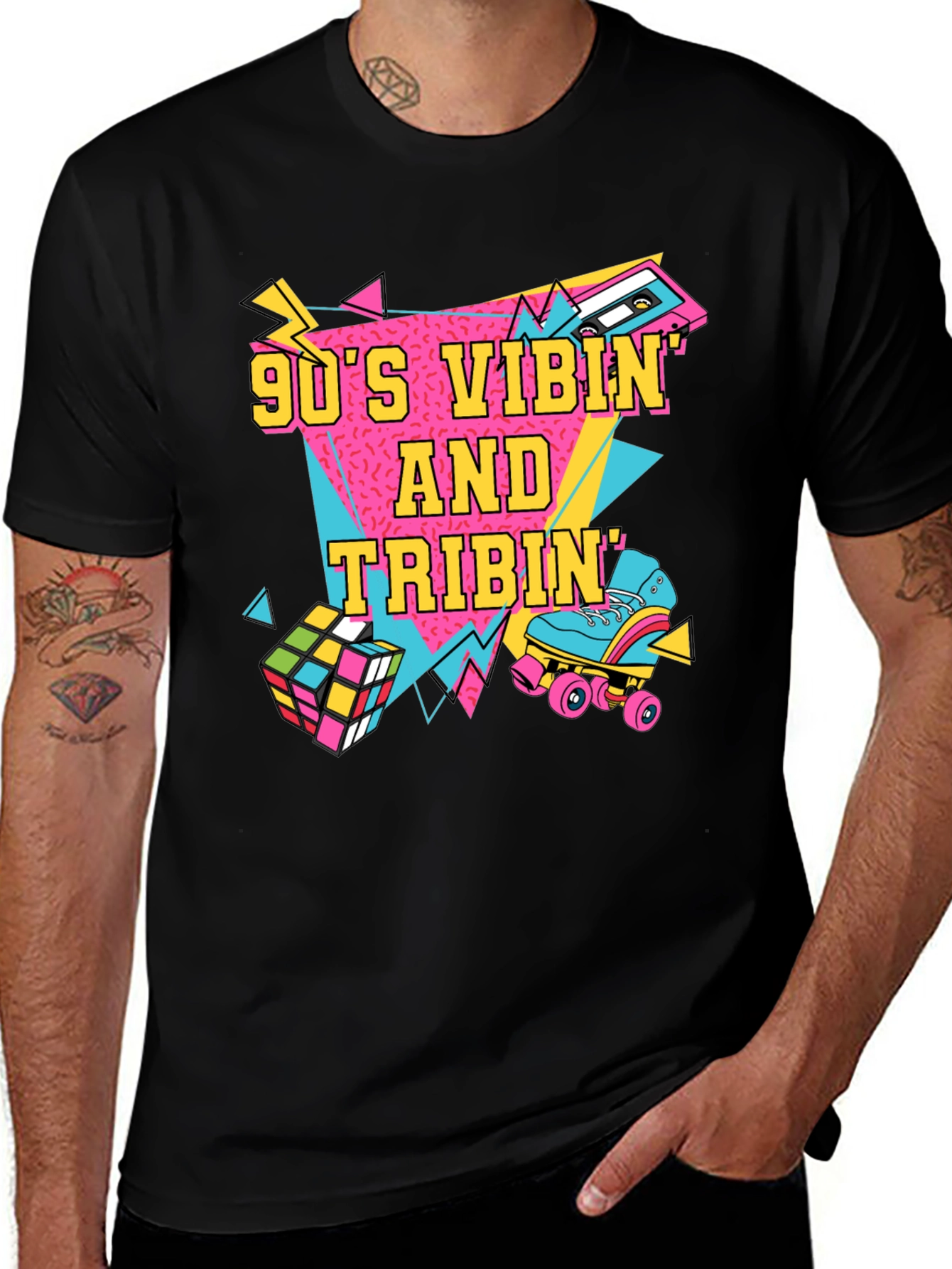 Variant 20 of 90's Vibin' T-Shirt Retro Design Black