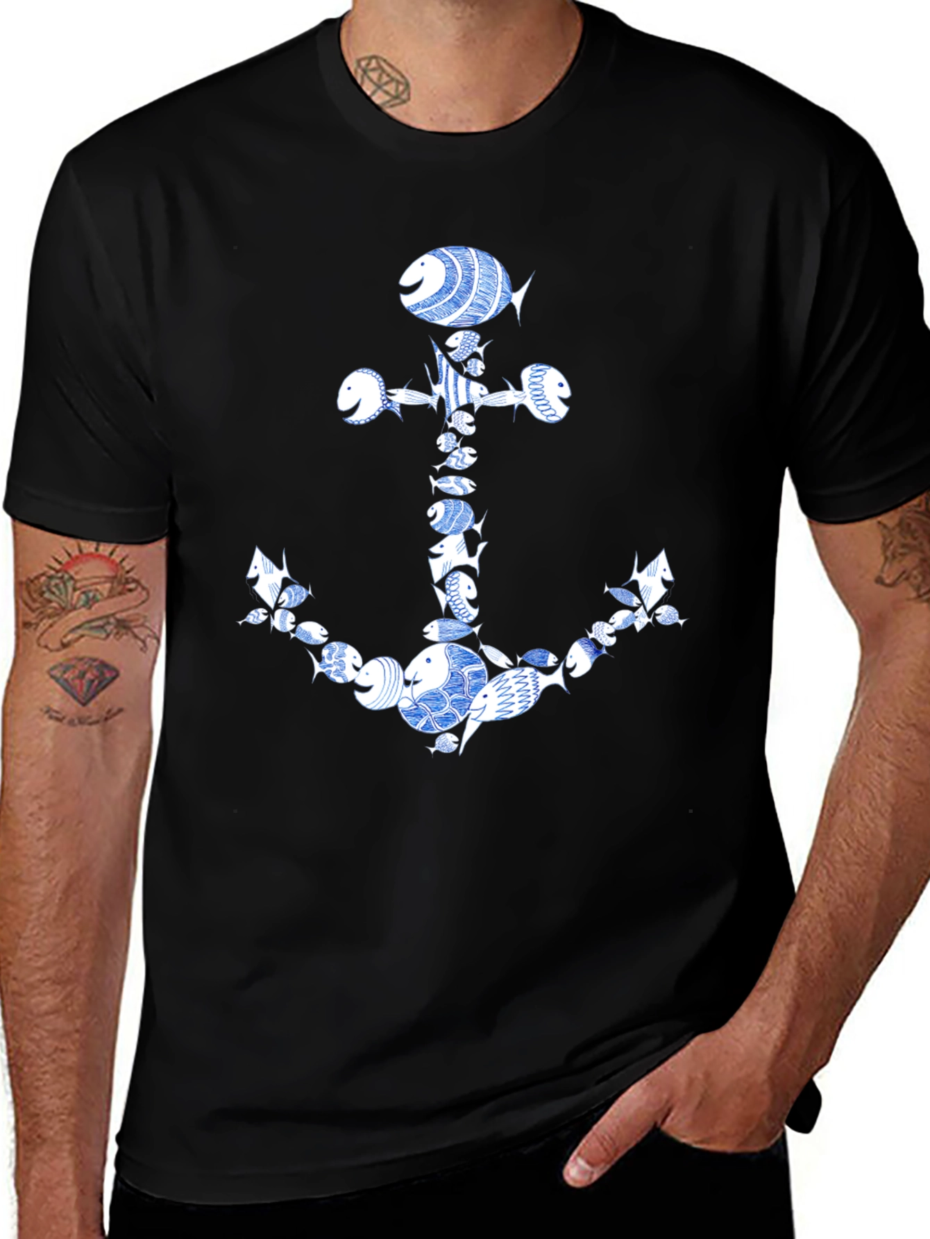 Variant 14 of Fish Anchor Graphic Tee - Nautical Style