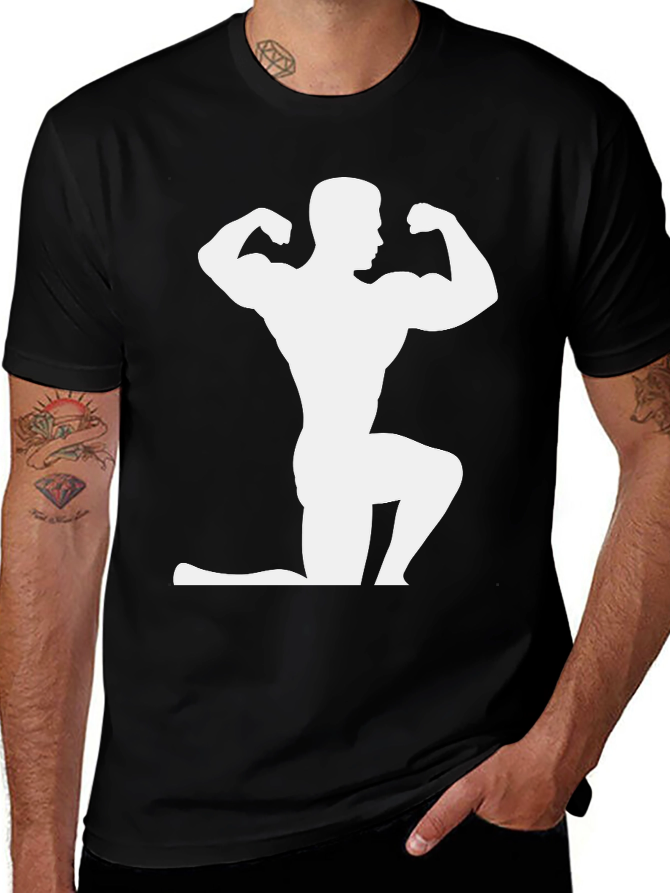 Variant 29 of Bodybuilder Silhouette Graphic T-Shirt